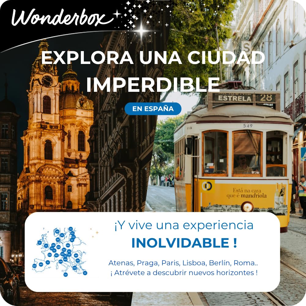 Wonderbox Caja Regalo - TRES DÍAS POR EUROPA - dos noches con desayunos a elegir entre 2.900 hoteles para dos personas. | 2 noches con desayunos - Más de 2900 estancias - Hoteles hasta 5*, palacios, resorts en Italia, Francia, Grecia