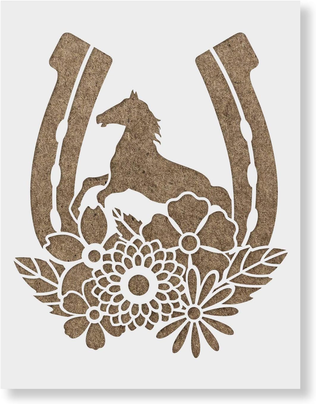 Floral Horseshoe Stencil Craft Gift, Horse Stencil, Horse