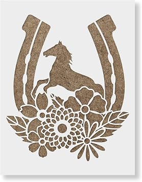 Stencil Revolution Floral Horseshoe Stencil - Horse & Floral Designs, Laser Cut Mylar Stencil