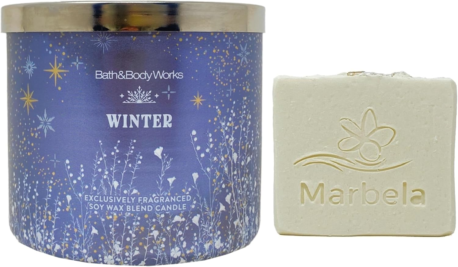Bath & Body Works Winter 3-Wick Scented Candle with a Natural Oats Bar Soap