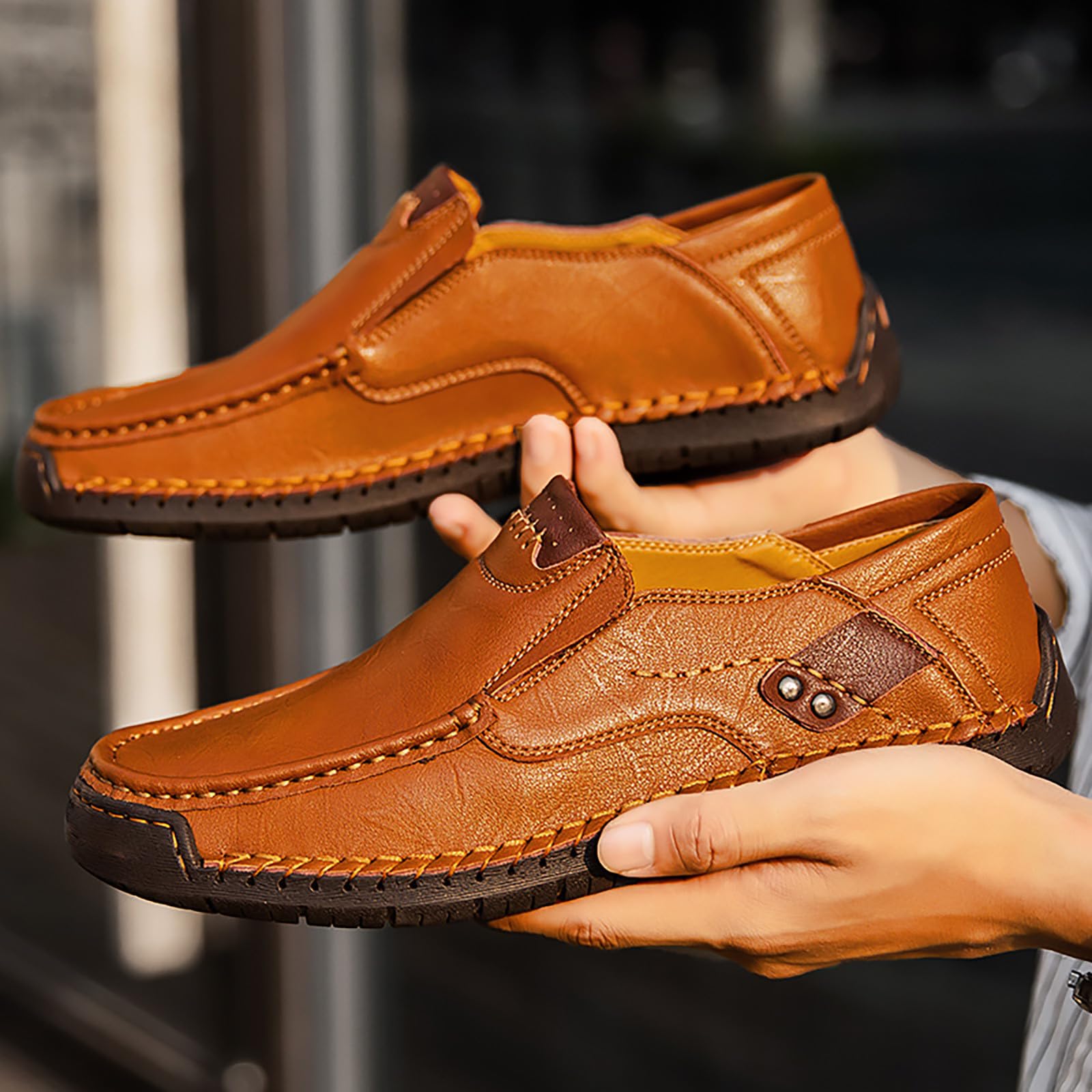 Zapatos de piel sintética para hombre, estilo retro, ligeros, de corte