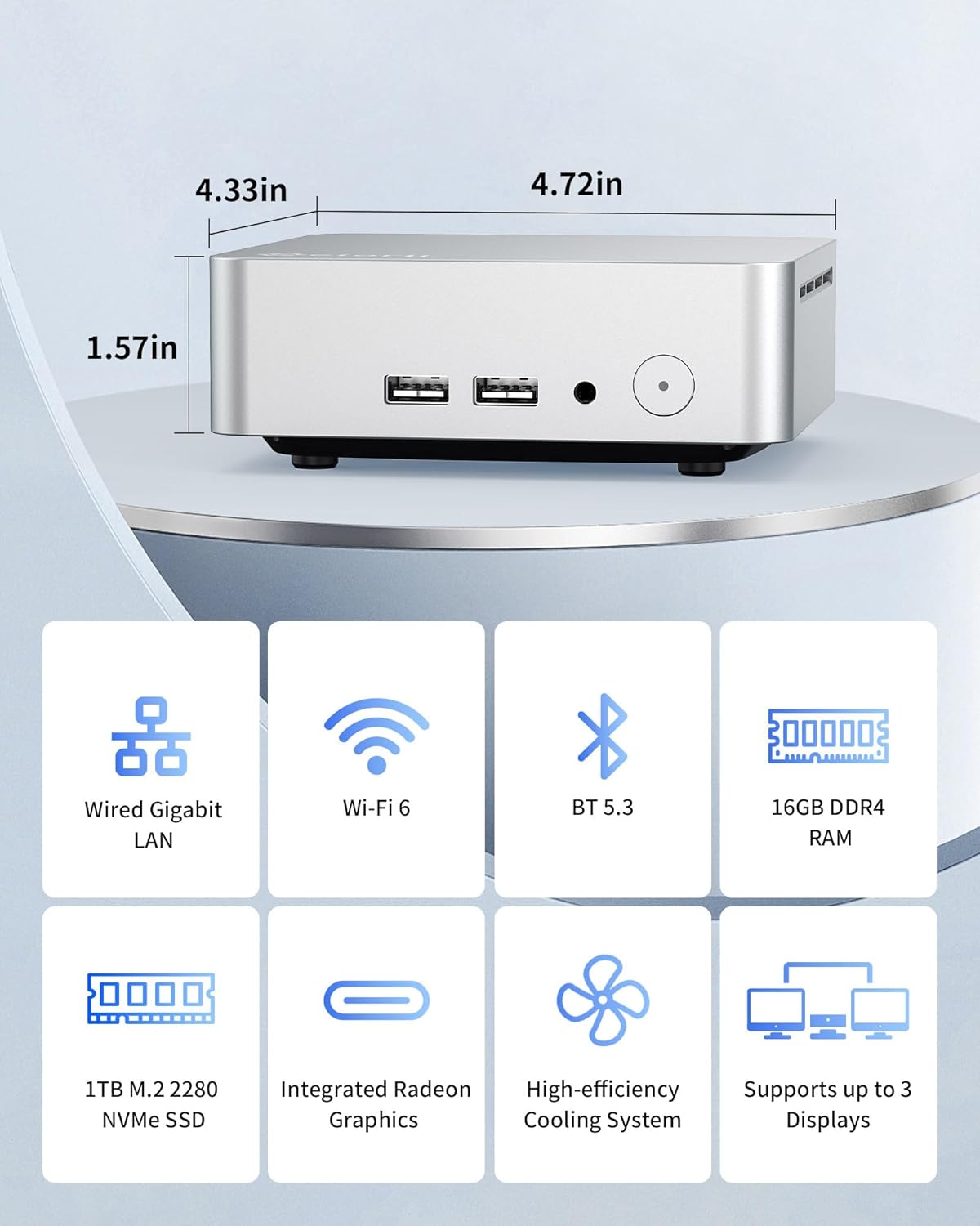 Getorli Mini PC AMD Ryzen 5 3550H (Max 3.7GHz), 16G DDR4 1TB NVMe SSD Mini Computers, Triple 4K Display Mini Desktop Computer, WiFi 6 Bluetooth 5.3, Dual HDMI Type-C, Small PC for Office, Home, HTPC 3 71hefPRCaWL. AC SL1500