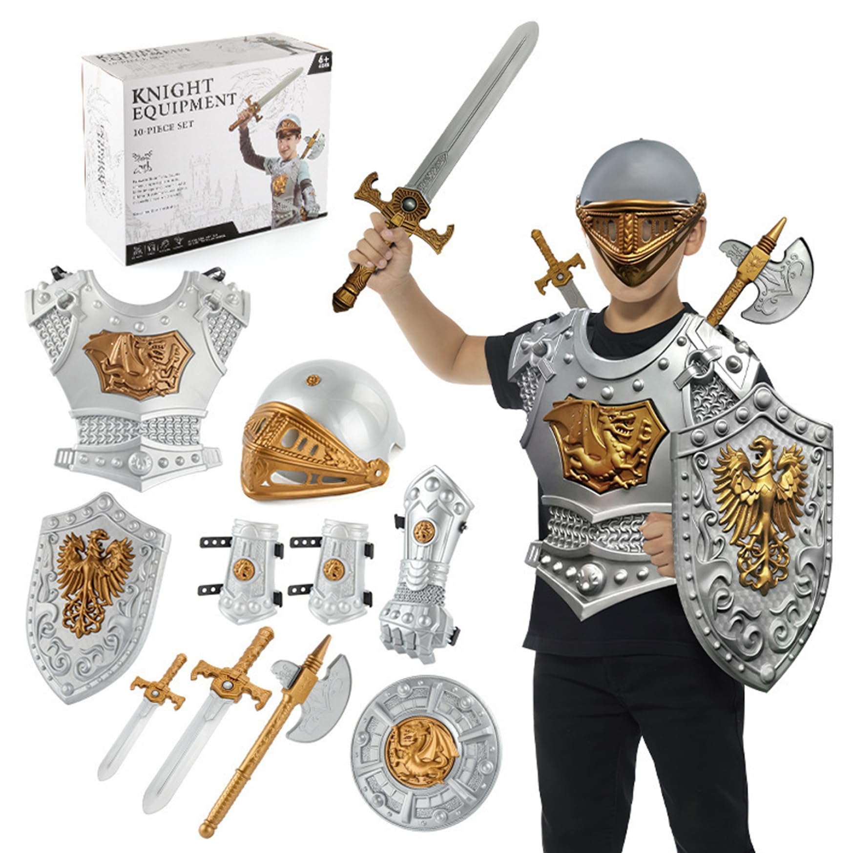 Knight Costume Kids 10pcs / Set Simulated Medieval Knight Armour Kids Habillez des Costumes pour Le Cosplay, Knight Costume