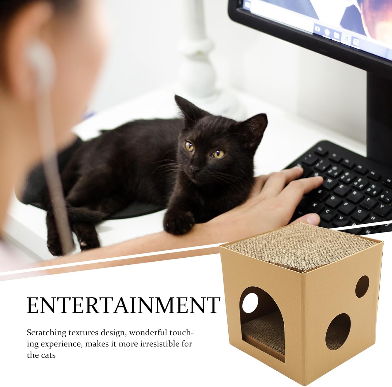 Double Cat Scratcher House Durable Cardboard Cat Scratch Box for Indoor Use Comfortable and Lightweight Design for Grinding Claws and Playtime