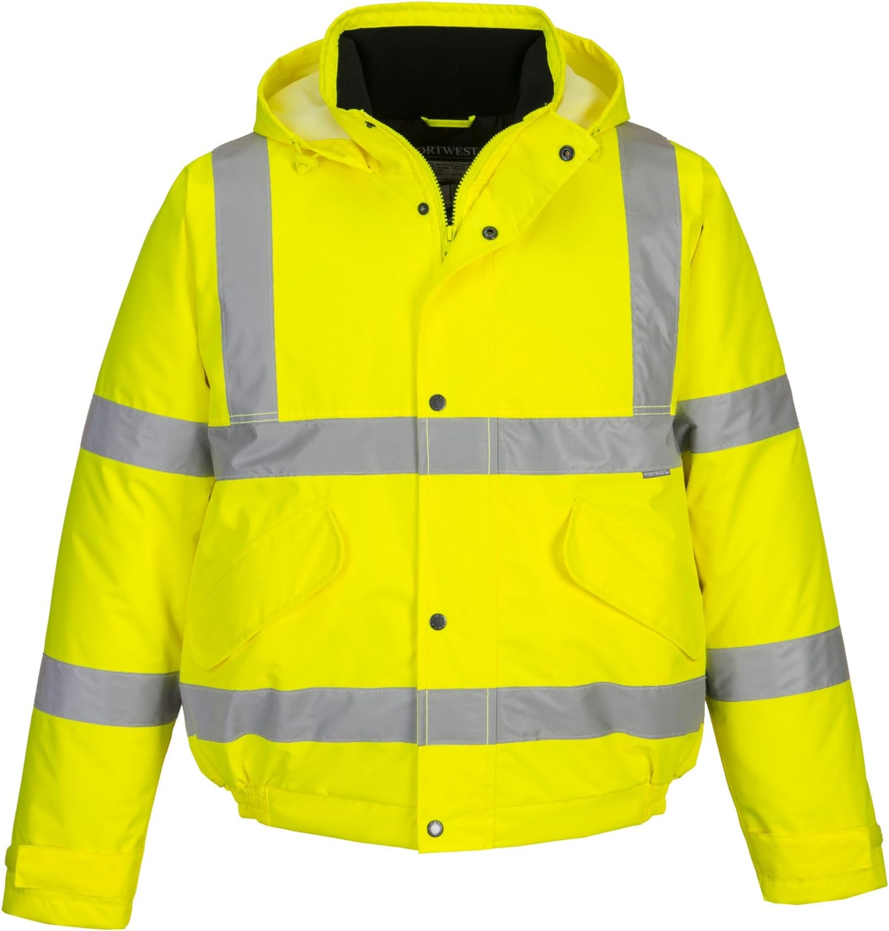 – S463 Men's Waterproof Hi Vis Bomber Jacket - Winter Safety Jacket with Reflective Tape, Pockets and Hood