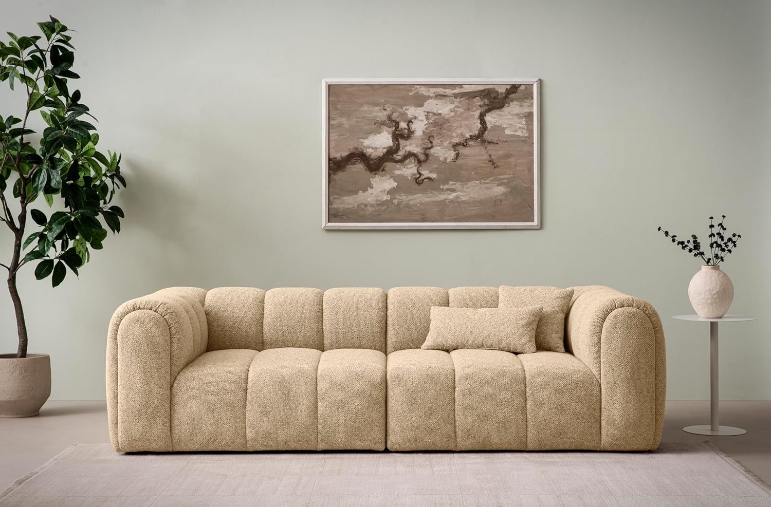DOMO. collection Sofa Salto, 3-Sitzer Bigsofa mit Taschenfederkern, 3er Couch, Modulsofa, Polstergarnitur, 118 x 254 x 69 cm (BxTxH), beige