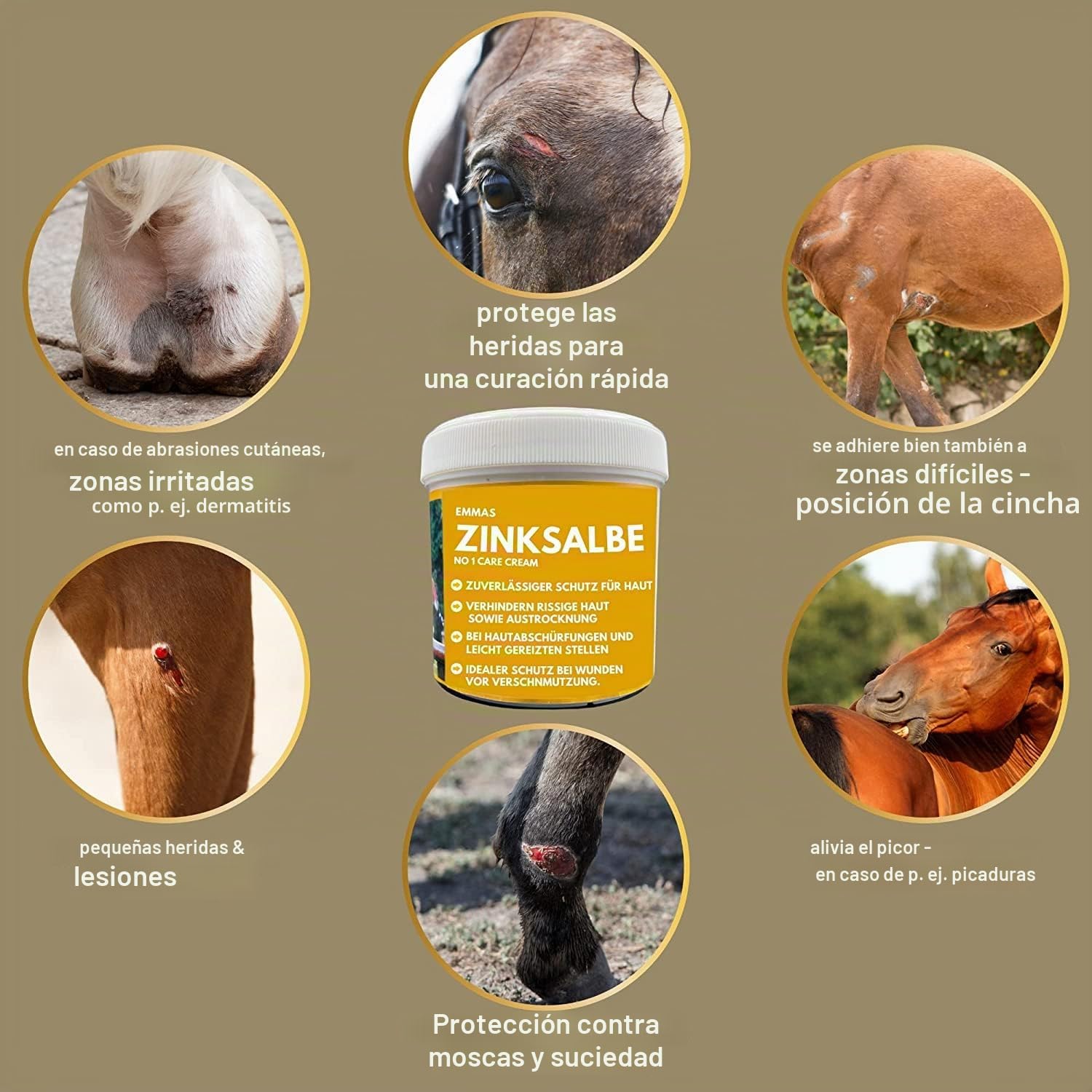 Pomada de Zinc Caballo Perro Gato I para Heridas I Crema de Zinc para Heridas Abiertas I para Eczema con Zinc para Picazón de los Malleros para Curación de Heridas I Curación de Heridas Animales 250ml