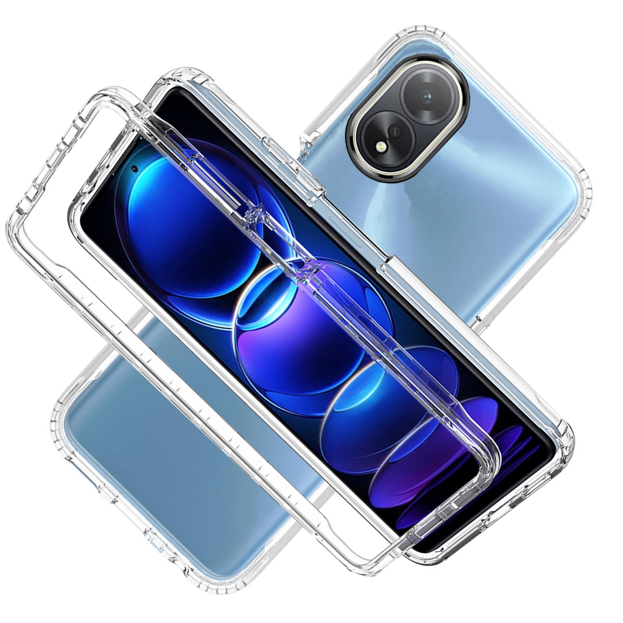 SEAHAI - Cover per Oppo A18 4G / Oppo A38 4G, Ultra Sottile Custodia in TPU a Gradiente Colori, Trasparente Silicone Morbido Case Antiurto, Nero/Oro