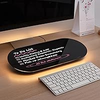 Vista 1 de TSJ OFFICE Glass Desktop Whiteboard - 17 X 7 Inches Small Dry Erase Board with Warm Light, Black Glass White Board Surface Notepad with 1 Drawer