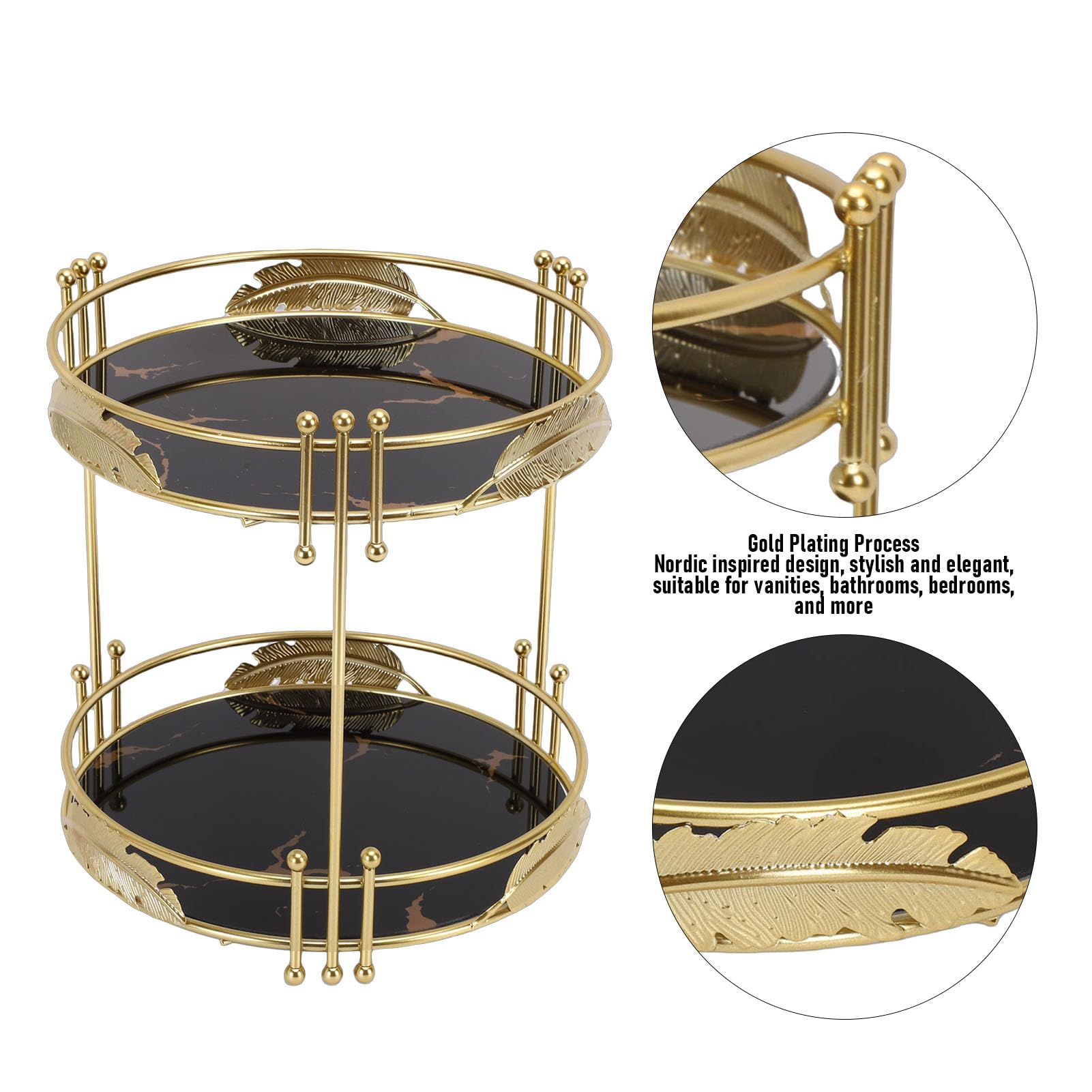 2-stufiger Make-up-Organizer für die Badezimmerarbeitsplatte, Aufbewahrungsorganisator für die Kosmetiktheke und Hautpflege, Parfüm-Make-up-Regal mit Schmuckständer, Ideal für Kommode und