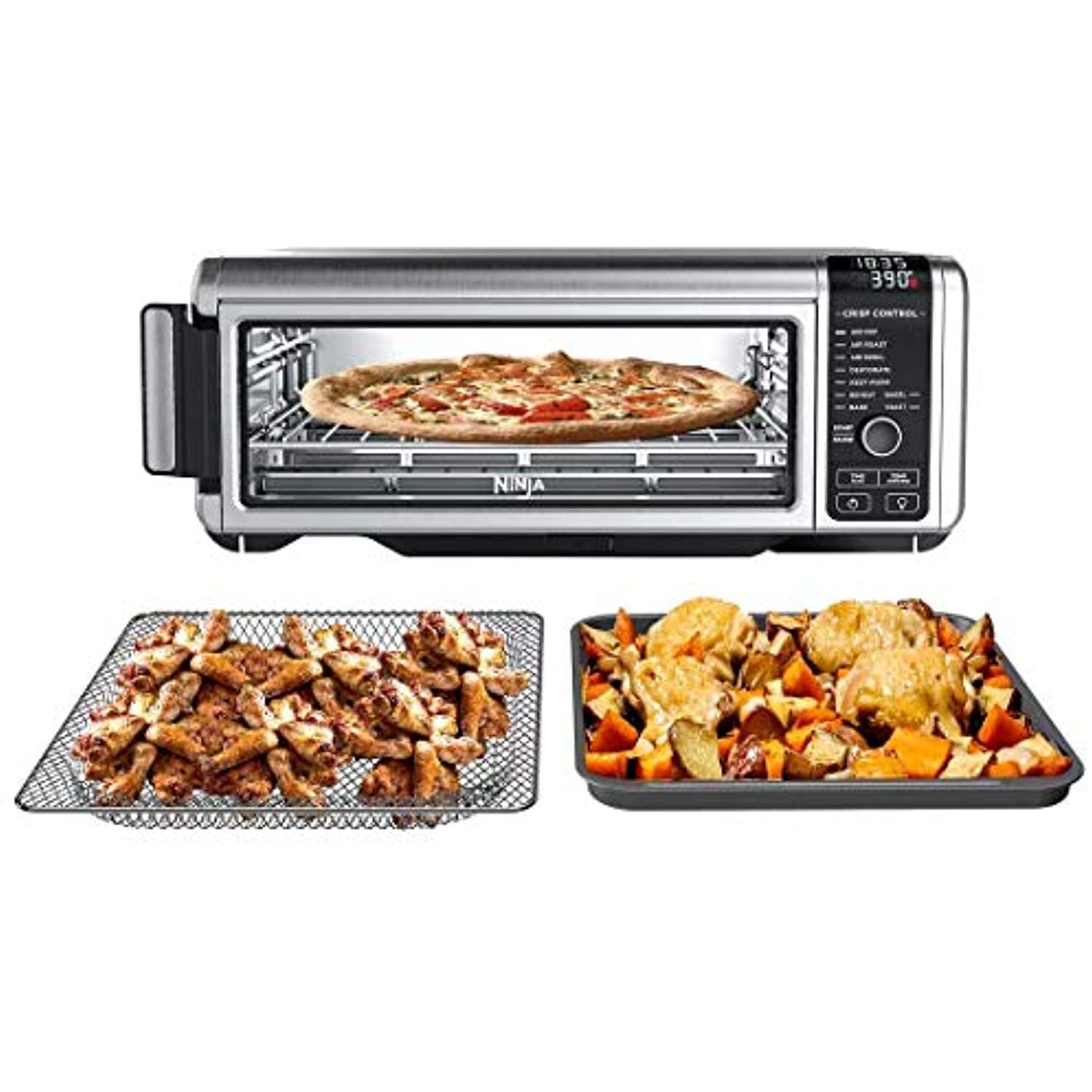Ninja Foodi 9 in 1 Digital Multi-Functional Cooking, Air Fry Oven, Convection Oven, Toaster, Flip-Away Storage, Air Roast, Bake, Broil, Dehydrate, Reheat, 1800 Watts, Stainless Steel (102A)
