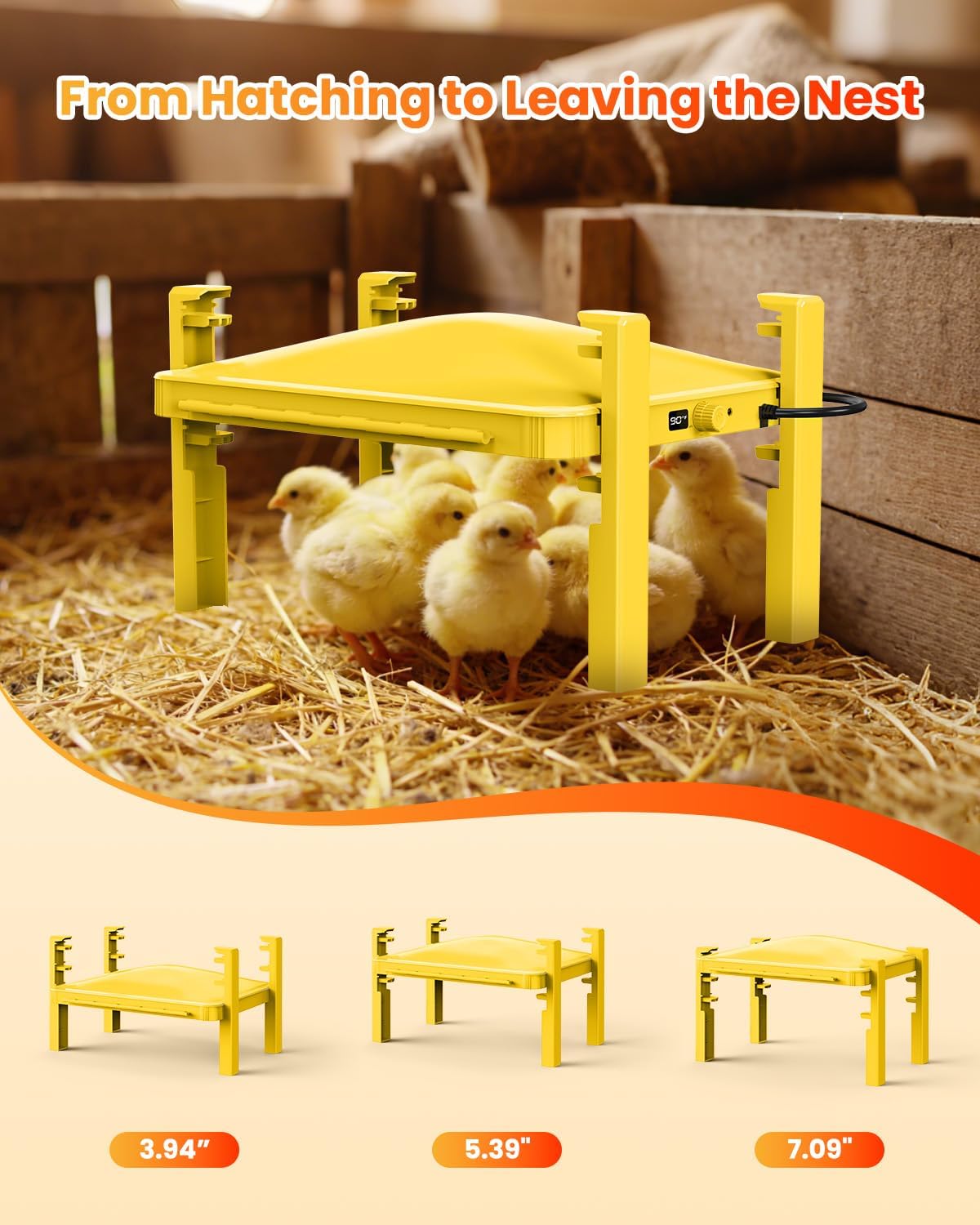 Brooder Plate for Chicks,200W Chick Heat Plate,Brooder Heater with Adjustable Temp 90~190℉ Chicken Coop Warmer - Radiant Heating Panel for Baby Chicks Chickens Quail Duck Poultry