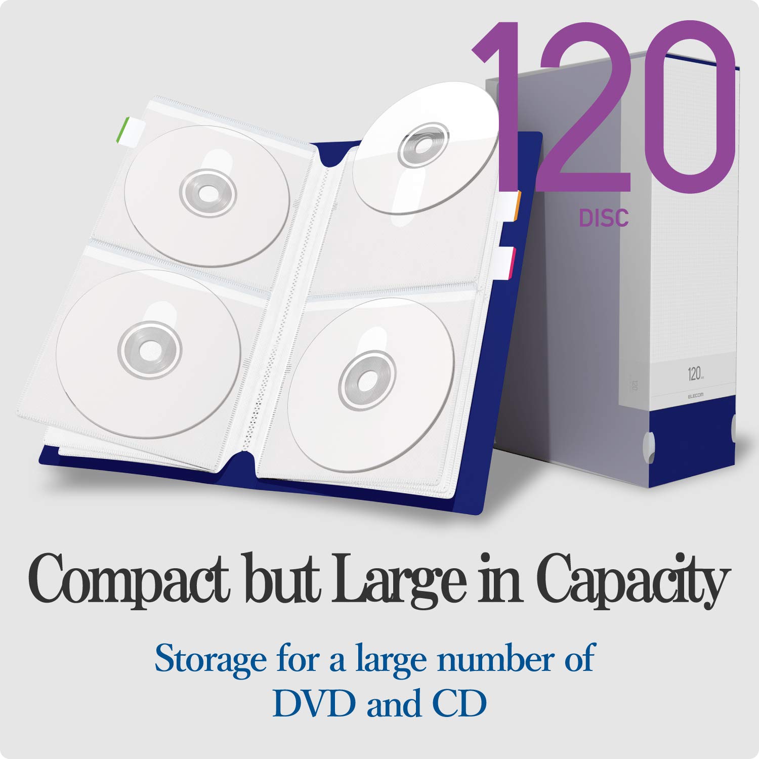 ELECOM Non-Woven Fabric Media File and Clear Case for CD and DVD 120 Disks Storing/Blue/CCD-FS120BU