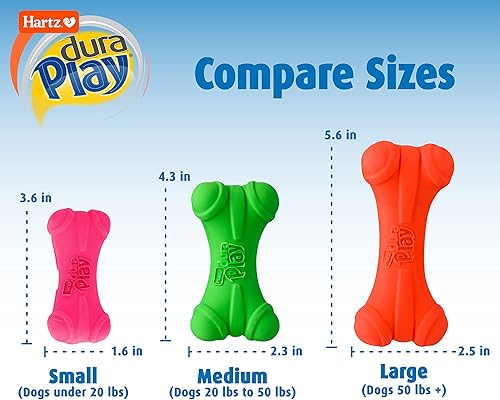 Miniatura 3 de Hartz DuraPlay Bone - Juguete chirriante de látex para perro, grande, paquete de 3
