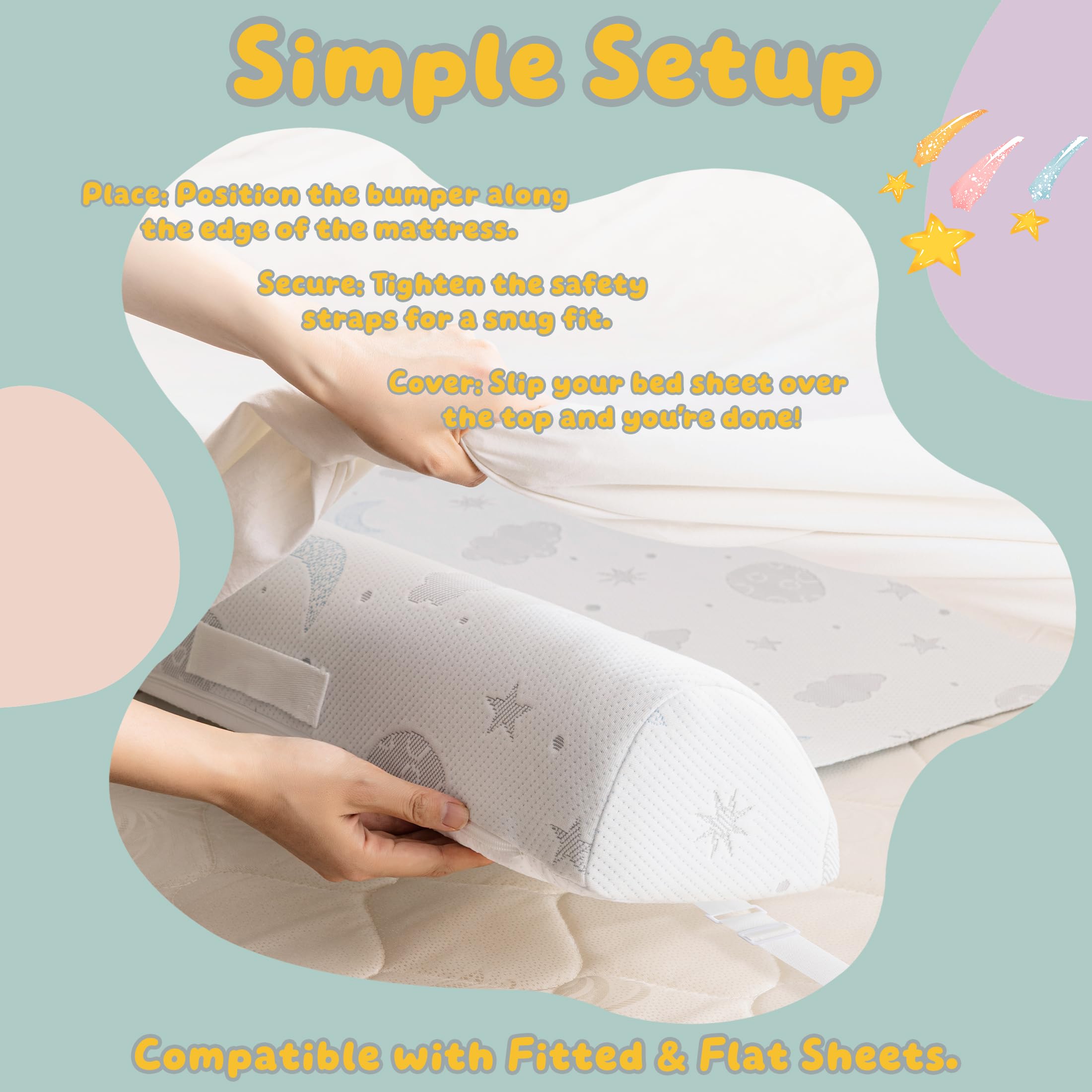 Barrière de Lit pour Enfants - Garde-Corps en Mousse avec Sangles Réglables & Grip Antidérapant, Housse Respirante, Imperméable & Lavable, Protection Lit pour Tout-Petits & Seniors