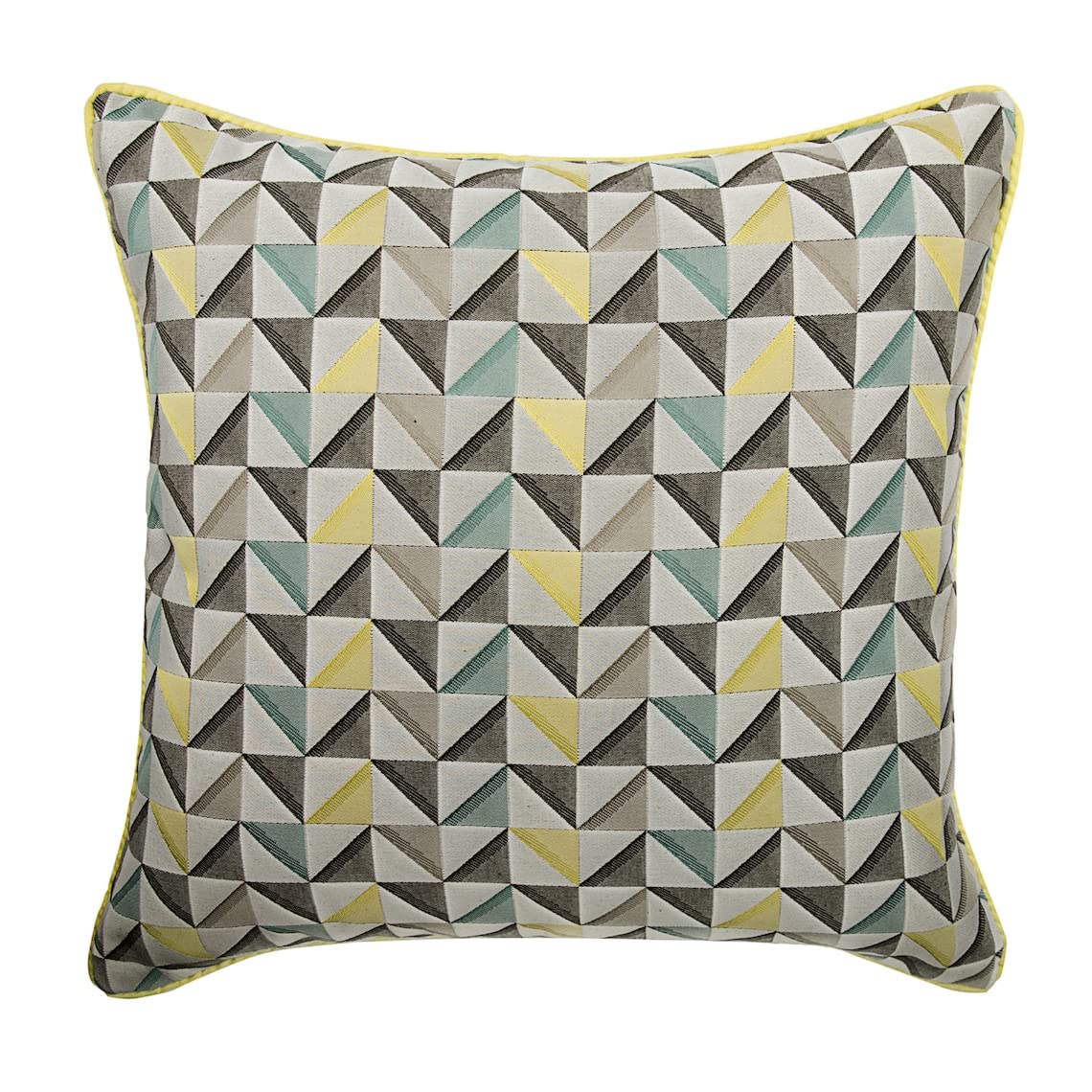The HomeCentric Yellow 24"x24" (Pack of 2, 60x60 cm (24"x24") Euro Size Cushion Covers, Jacquard Silk Fabric European Cushion Covers, Geometric Pattern Modern Style - Yellow Moire Effects