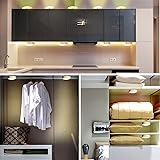 Puck Lights with Remote Control, Battery Operated LED Push Light Wireless, 13 Color RGB - for Closet, Bedroom Wall, Under Cabinet, Battery Powered Puck Lights. Convenient 3M Stick On, 6 Pack 6-packs White