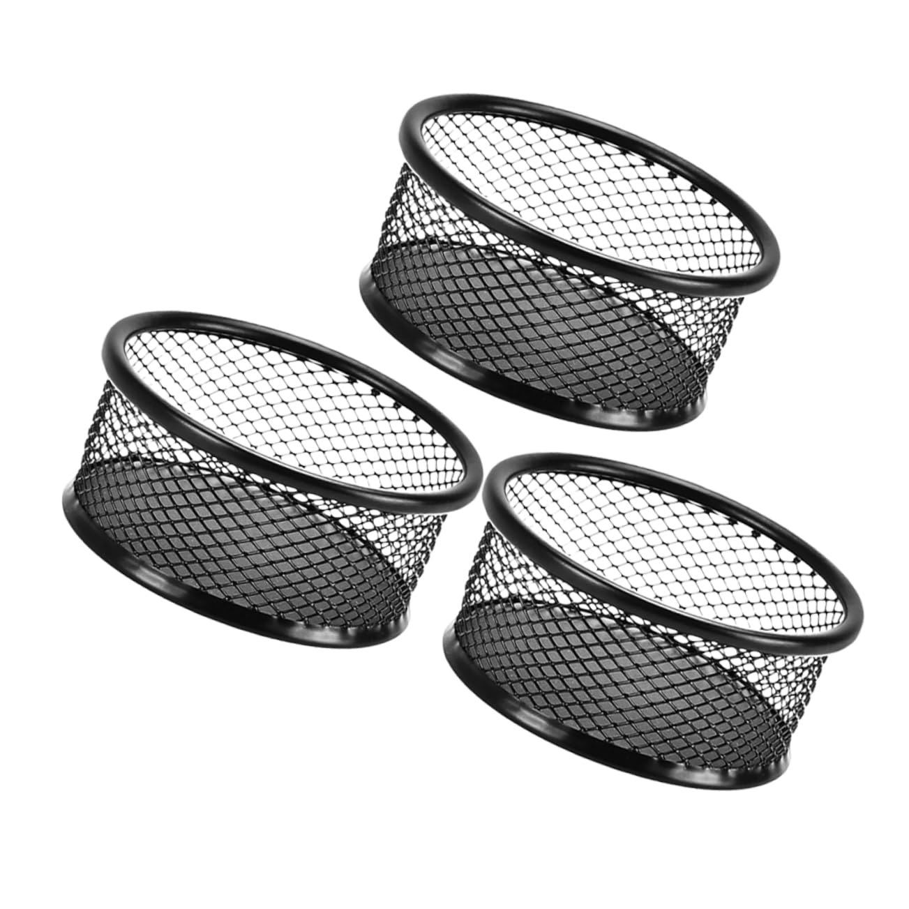 FONDOTIN 3pcs Black Mesh Metal Paper Clip Dispenser Organizer for Office Home School Space-saving Elegant Design Desktop Clip Storage Rack for Stationery Items