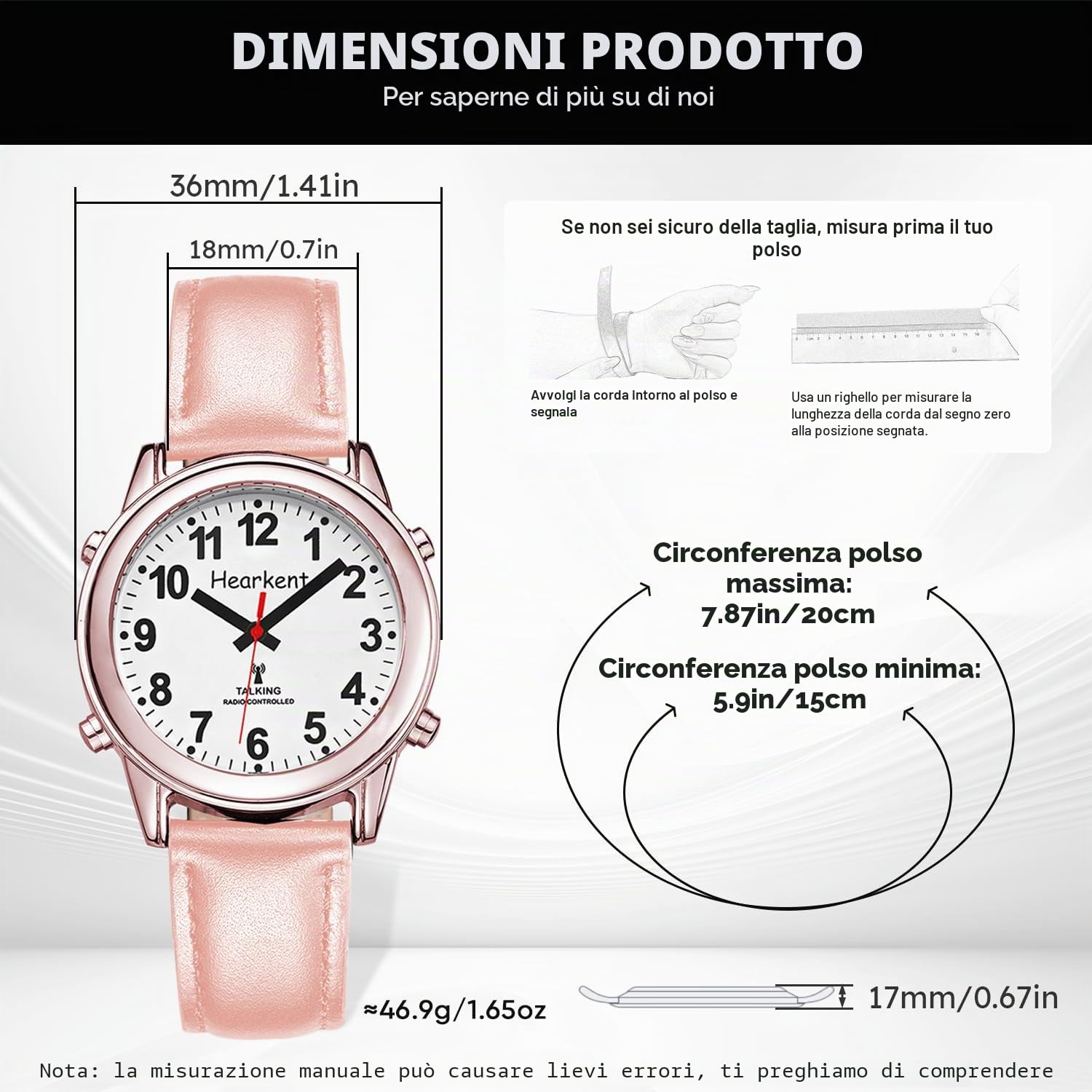 Hearkent Atomic Talking Watch with Large Numbers and Expandable Strap Self-Setting for Visually impaired Blind or Elder People