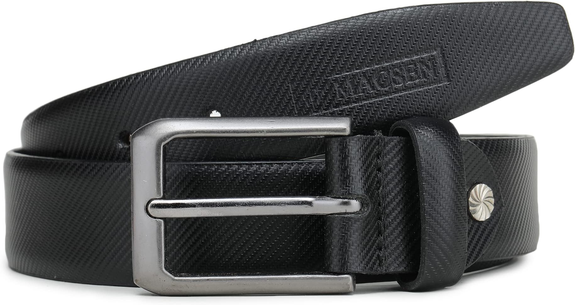 MACSEN Formal/Casual Black Leather Belts For Men (PRF/F/BL-01)