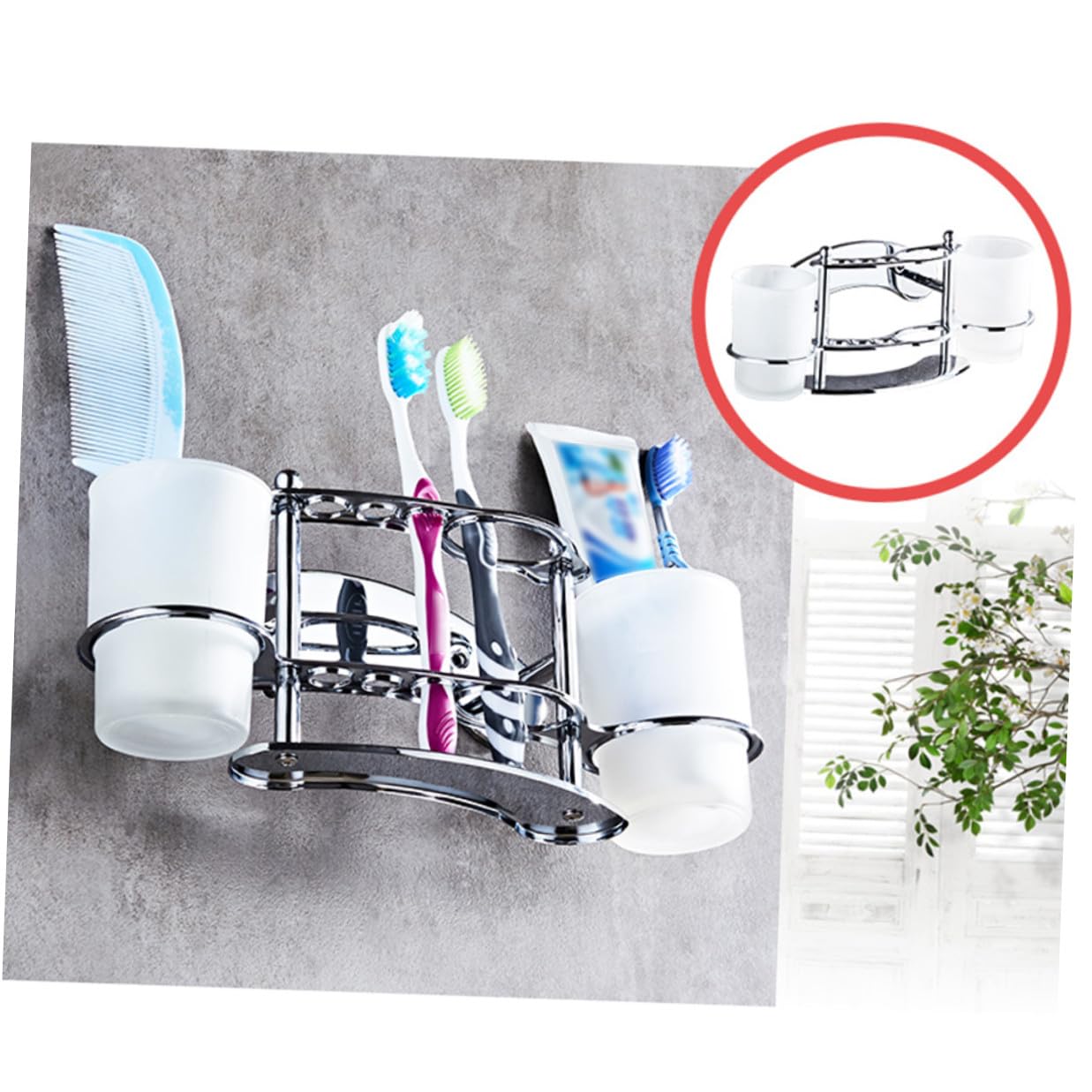 Portaspazzolini Da Parete in Acciaio Portabicchieri Per Gargarismi in Vetro Portadentifricio Per Bagno Soluzione Per Contenere Spazzolini e Dentifrici