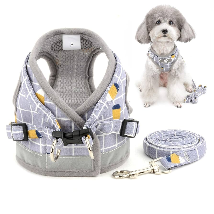 Cow Print Dog Harness Zunea No Pull Small Dog Harness And Lead Set Adjustable Reflective Step-in Chihuahua Vest Harnesses Mesh Padded Plaid Escape Proof Puppy Jacket For Boy Girl Pet Dogs Cats