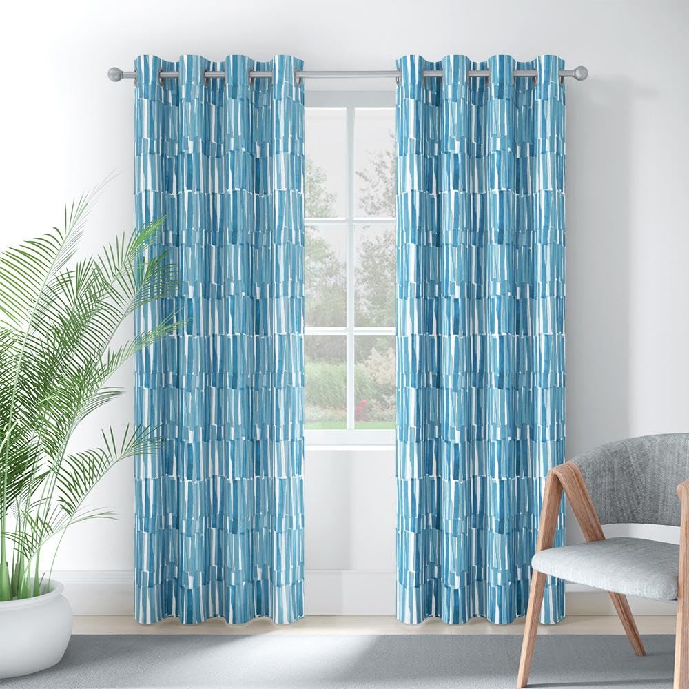 Wakefit Curtains 7 feet Long Set of 2, Blocks Upto 70% of Light, Door Curtains 7 feet, Curtains for Living Room, Polyester Printed Curtains, Decoration Items for Home Décor (Piper Blue)