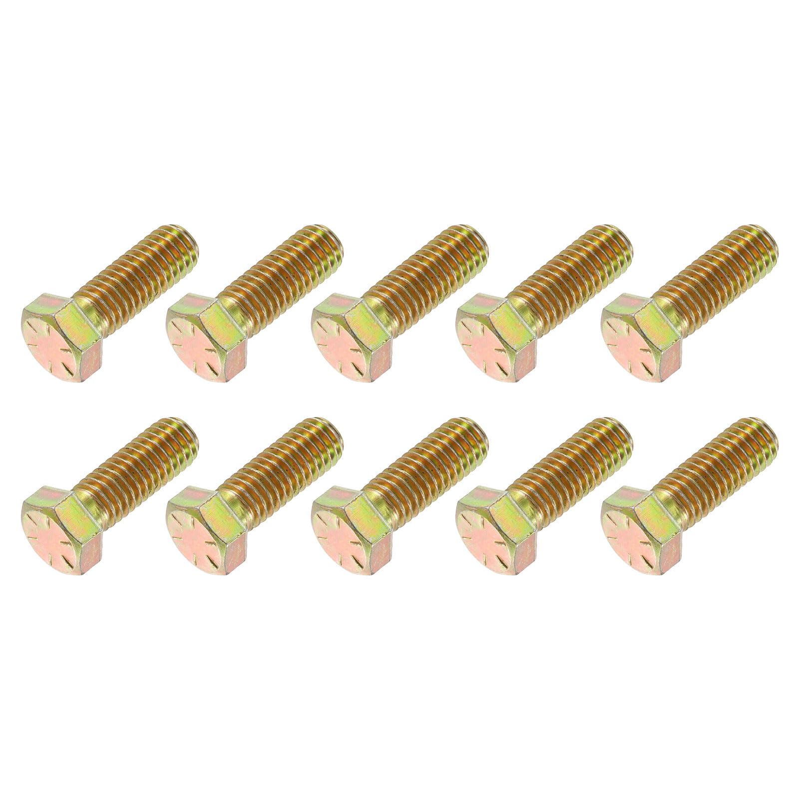 METALLIXITY Hex Bolts (7/16-14 x 1-1/4") 10Pcs, 8 Grade Carbon Steel Zinc Plated, UNC Coarse Thread, External Hex Drive