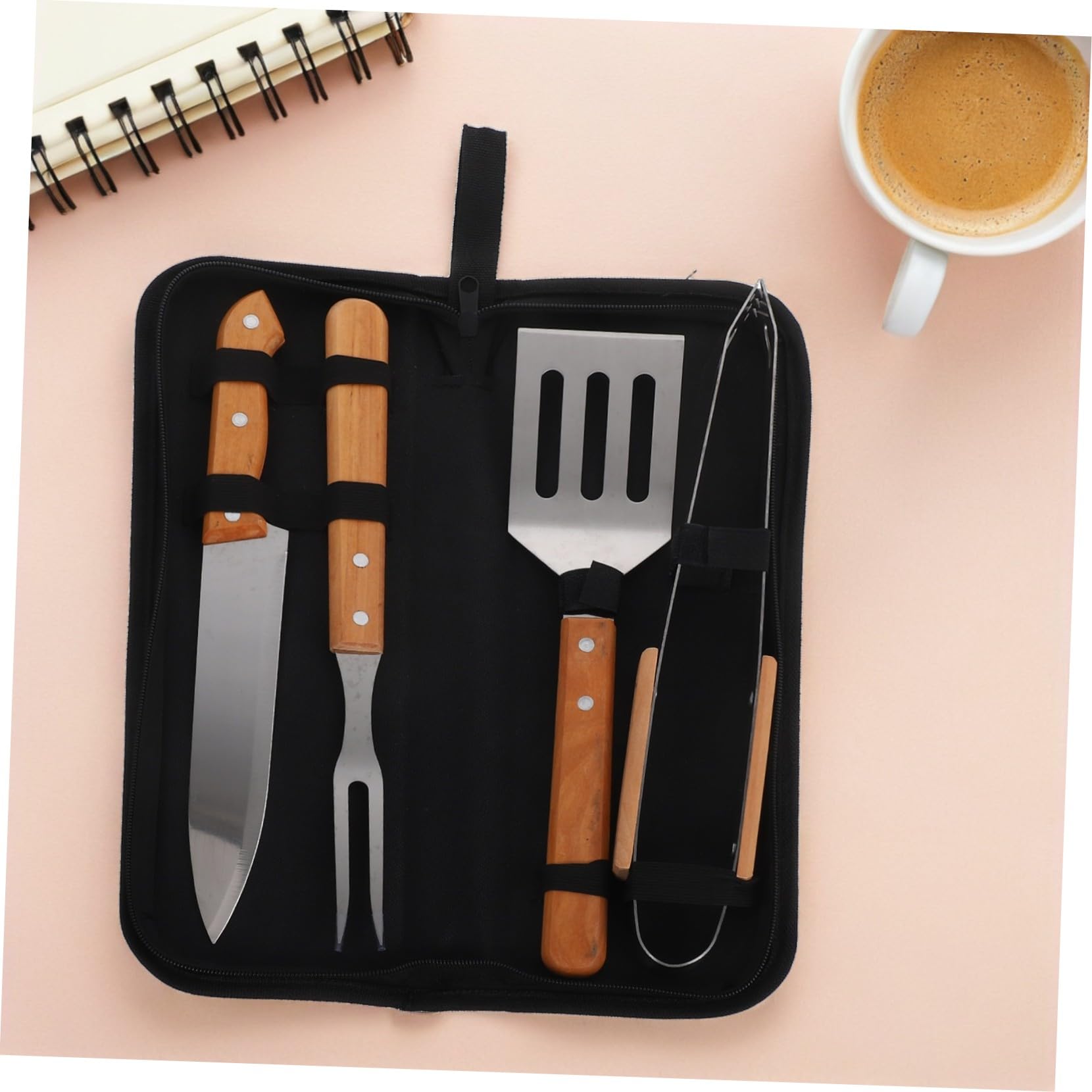 SUPVOX Spatule Barbecue Acier Inoxydable Ustensiles avec Housse De Transport Outil pour Grillades Extérieures Camping Et Pique-
