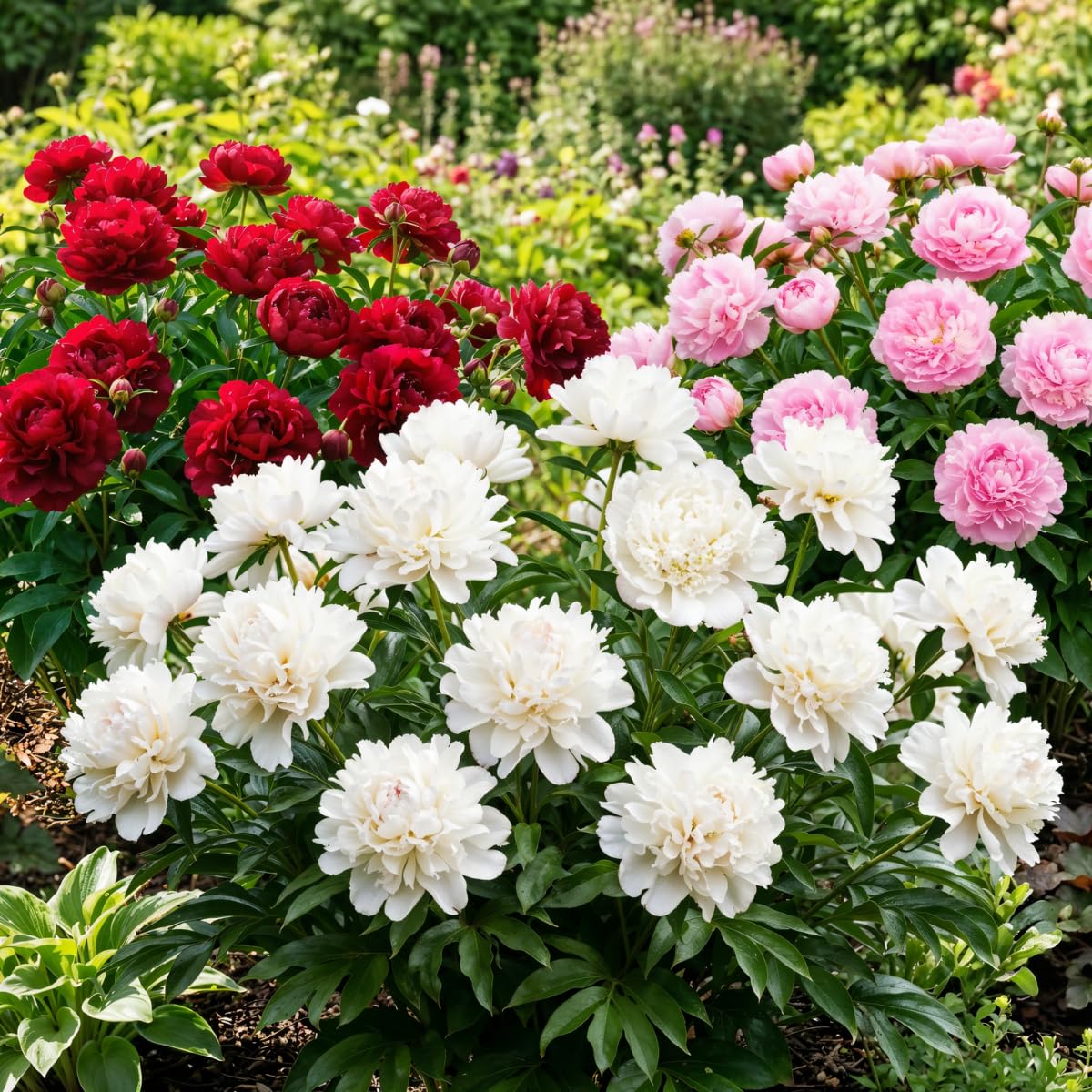 Pfingstrosen Pflanzen Winterhart Passion Kollektion - 3 Wurzeln - große Päonien Hybride Mix - Mehrjährige Stauden - Pflanzen aus Holland für Garten und Topf (kein Samen, Zwiebeln, nicht künstlich)