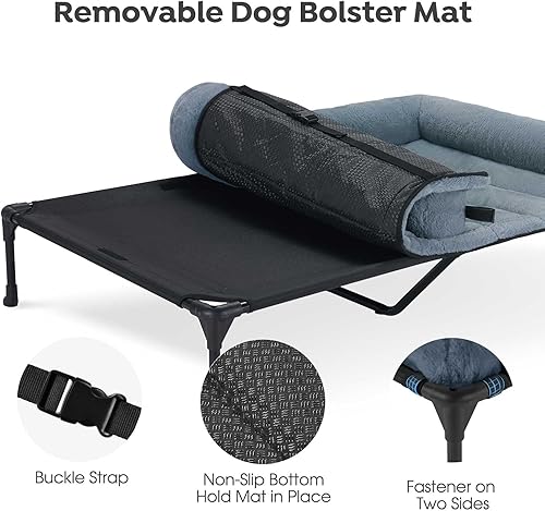 Miniatura 4 de Veehoo Cama elevada refrescante para perros con cojín de felpa esponjosa, camas elevadas para interiores para perros grandes, sofá suave para