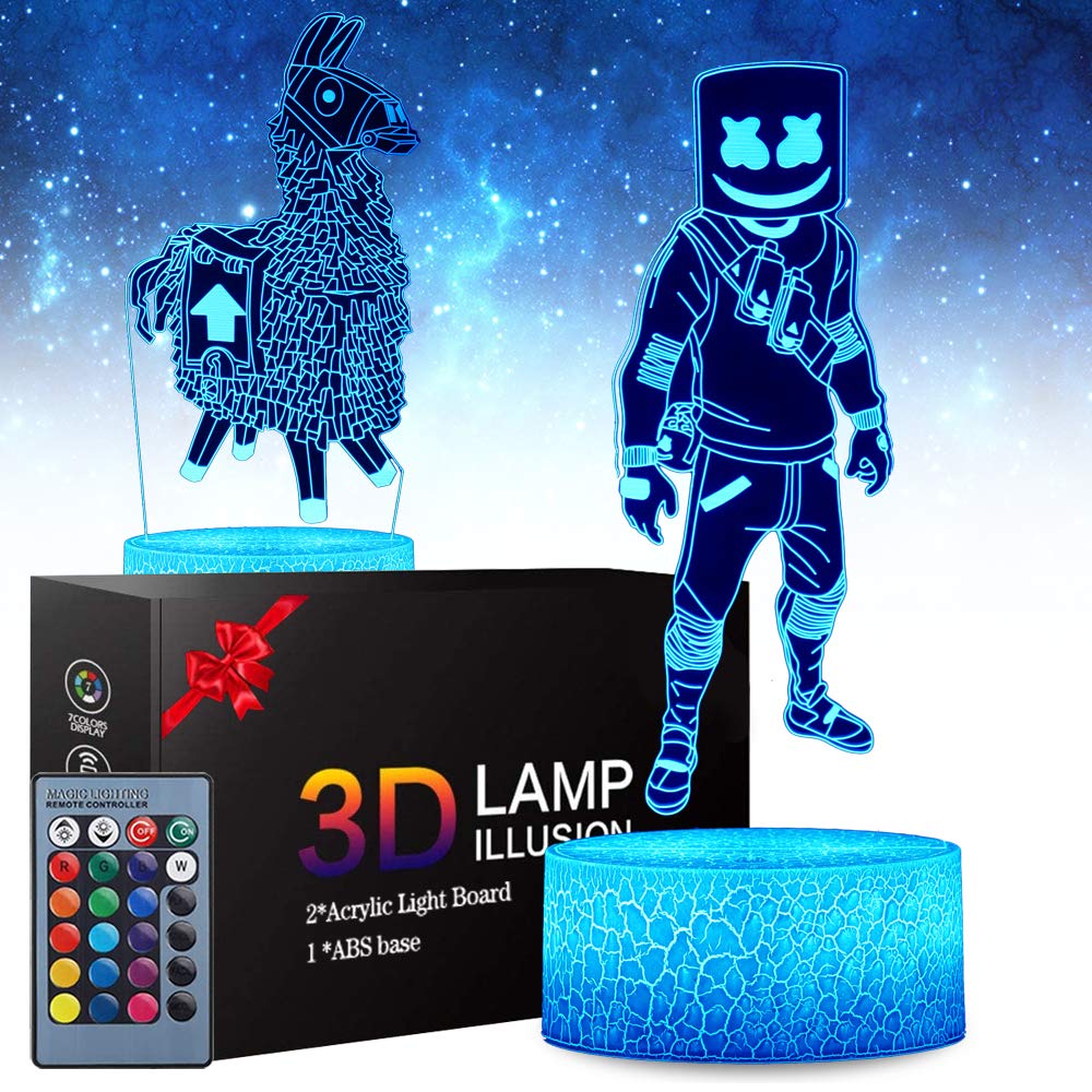 2 Patterns Fortress 3D Illusion Lamp - Fortress Night Lights Toys LED Night Light for Kids Room Decor, 16 Color Change with Remote Timer, Boys Girls Birthday Gifts for Battle Royale Fans