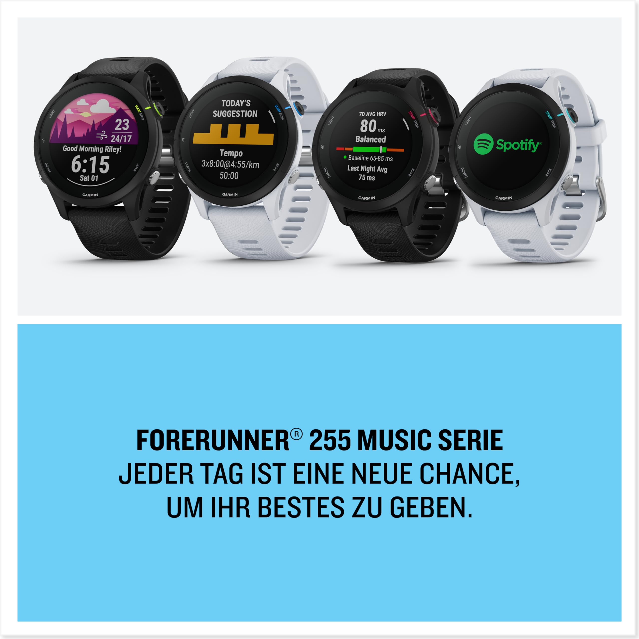 Garmin Forerunner 255S Music – GPS-Laufuhr mit individuellen Trainingsplänen, speziellen Lauffunktionen und detaillierter Trainingsanalyse. 1,1“ & 1,3" Farbdisplay, Akkulaufzeit bis zu 14 Tage