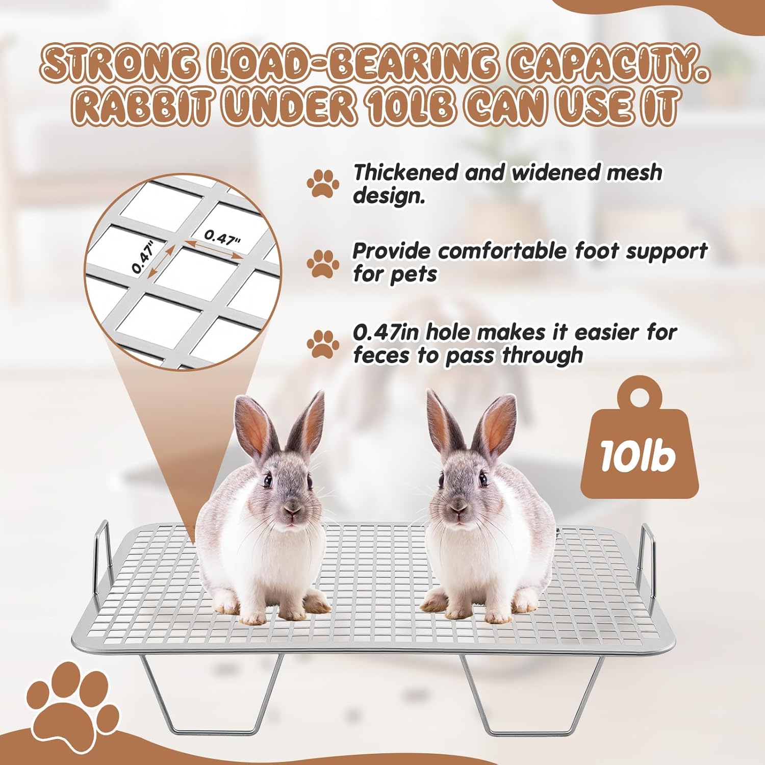 Maxcheck 2 Pcs Large Rabbit Litter Box, Stainless Steel Rabbit Litter Pan with 2 Raised Grid, High Back Wall Bunny Toilet Tray Potty Training Pan for Ferret Bunny Guinea Pig(L 19.5"L x 13.6"W x 6"H)