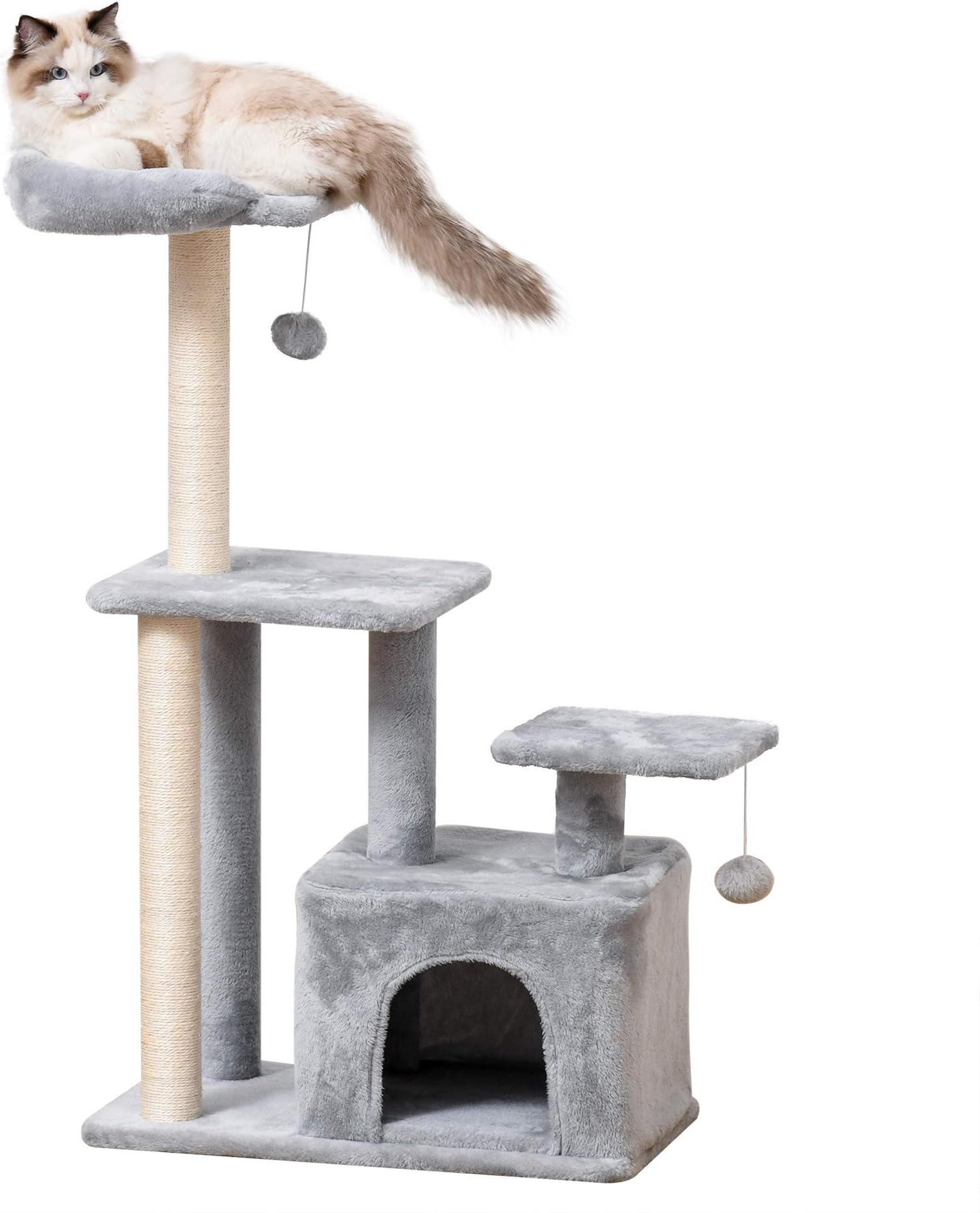 PawHut Cat Tree Tower for Indoor Cats 114cm Climbing Activity Centre