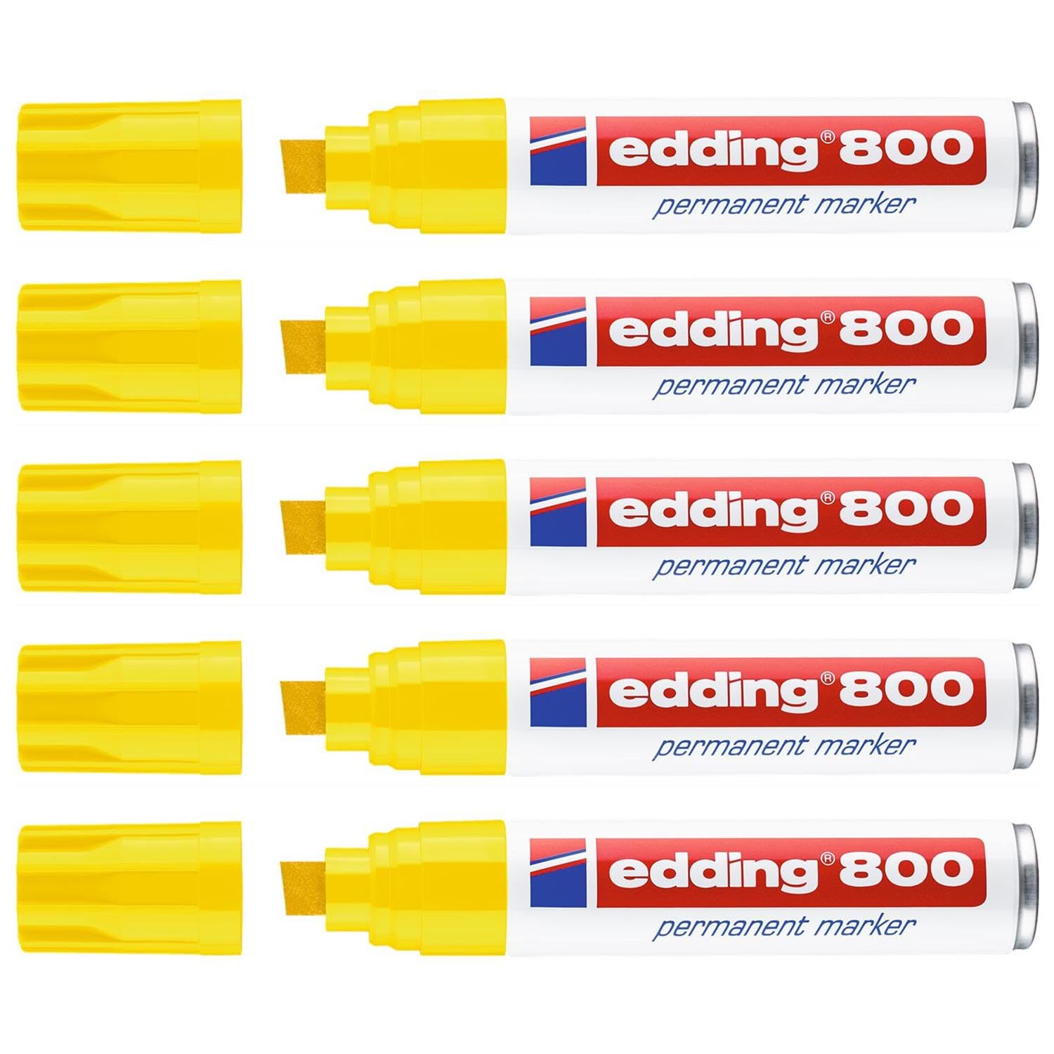 Edding - Lote de 5 rotuladores permanentes, 800 cuerpos de aluminio (4-12 mm), color amarillo