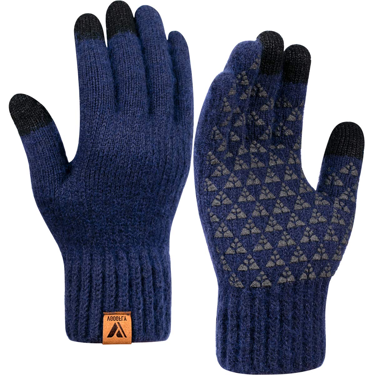 VgogflyWinter Knit Gloves Warm Full Fingers Men Women with Upgraded Touch Screen - Anti-Slip Glove Fleece Lined