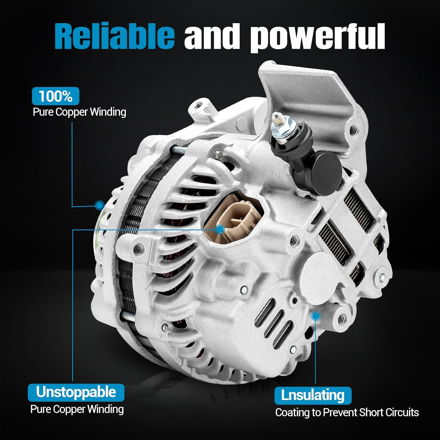 31100-RNA-A01 Alternator Compatible with 2006 2007 2008 2011 Honda Civic 1.8L L4&2009 2010 Honda Civic 1.8L L4 (MFI) Alternator, Replacement Number 11176, 11176N, 31100RNAA01RM, 31100RNAA012M2