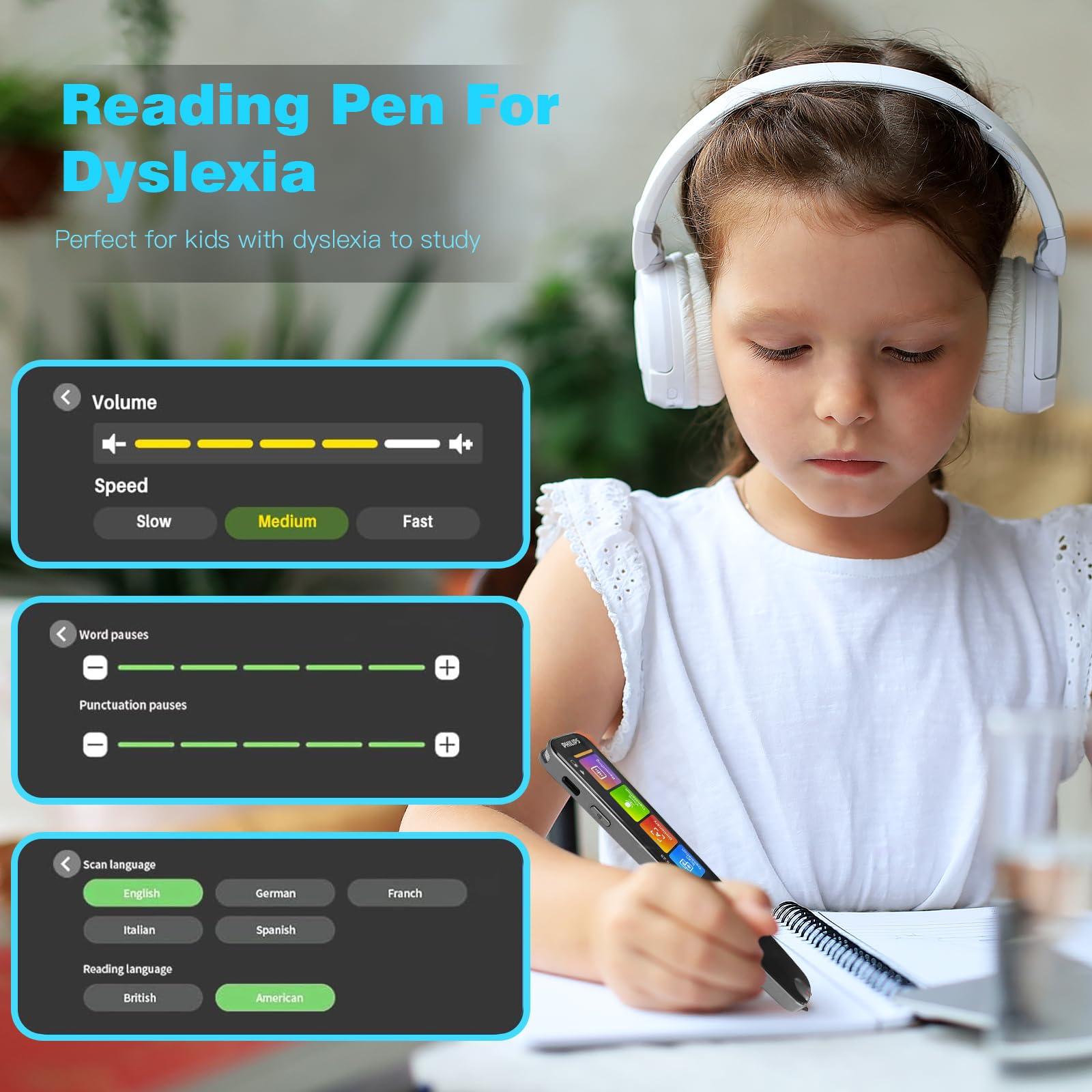 Translator Pen, Reading Pen for Dyslexia, Scan Reader Pen, Text Reader Device to Speech, OCR Digital Scanner, Wireless Language Translator Dictionary Portable Pen for Business Traveler Students Adults