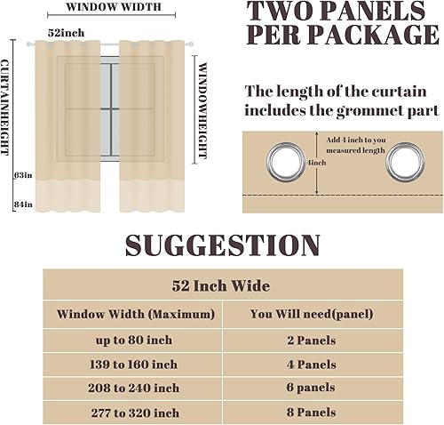 Miniatura 7 de Cortinas opacas bohemias para dormitorio, cortinas florales marrones de 84 pulgadas de largo, 2 paneles de cortinas opacas térmicas con ojales para
