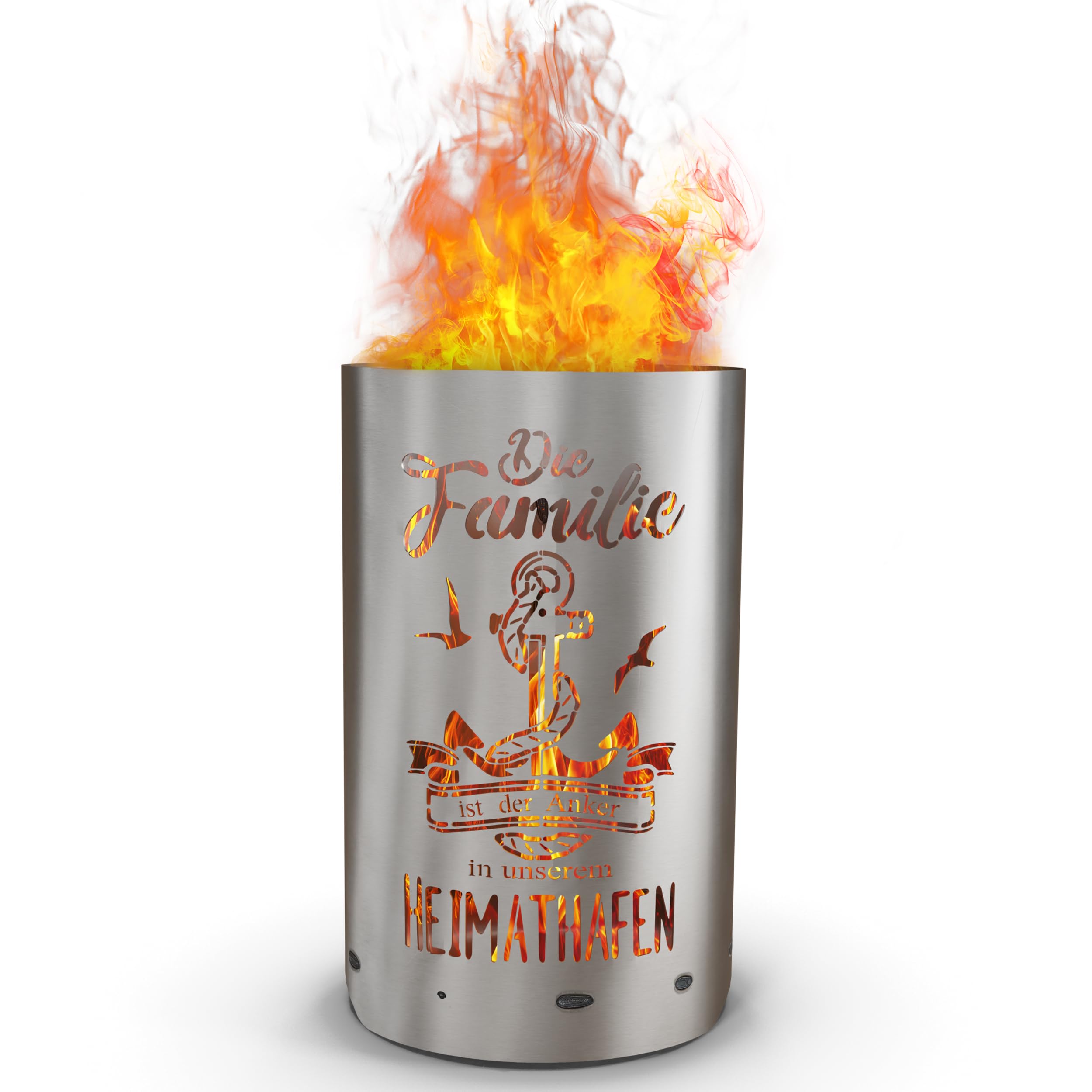 TiKo-Design® Feuertonne Feuerkorb mit Familie Heimathafen Motiv