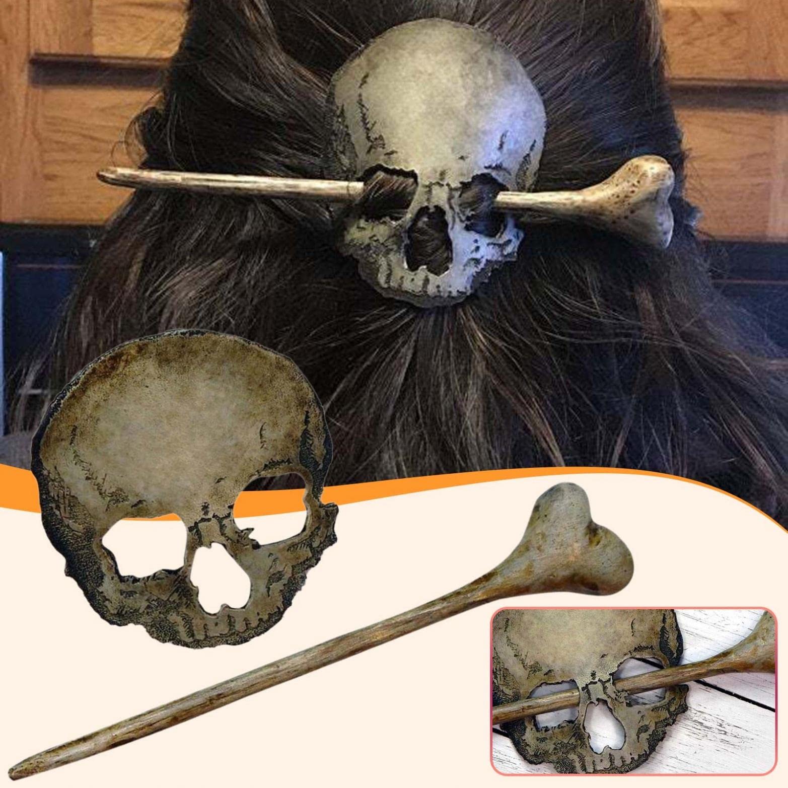 Amazon.com : ZITIANY Skull Hair Pin Stick Slide with Faux 