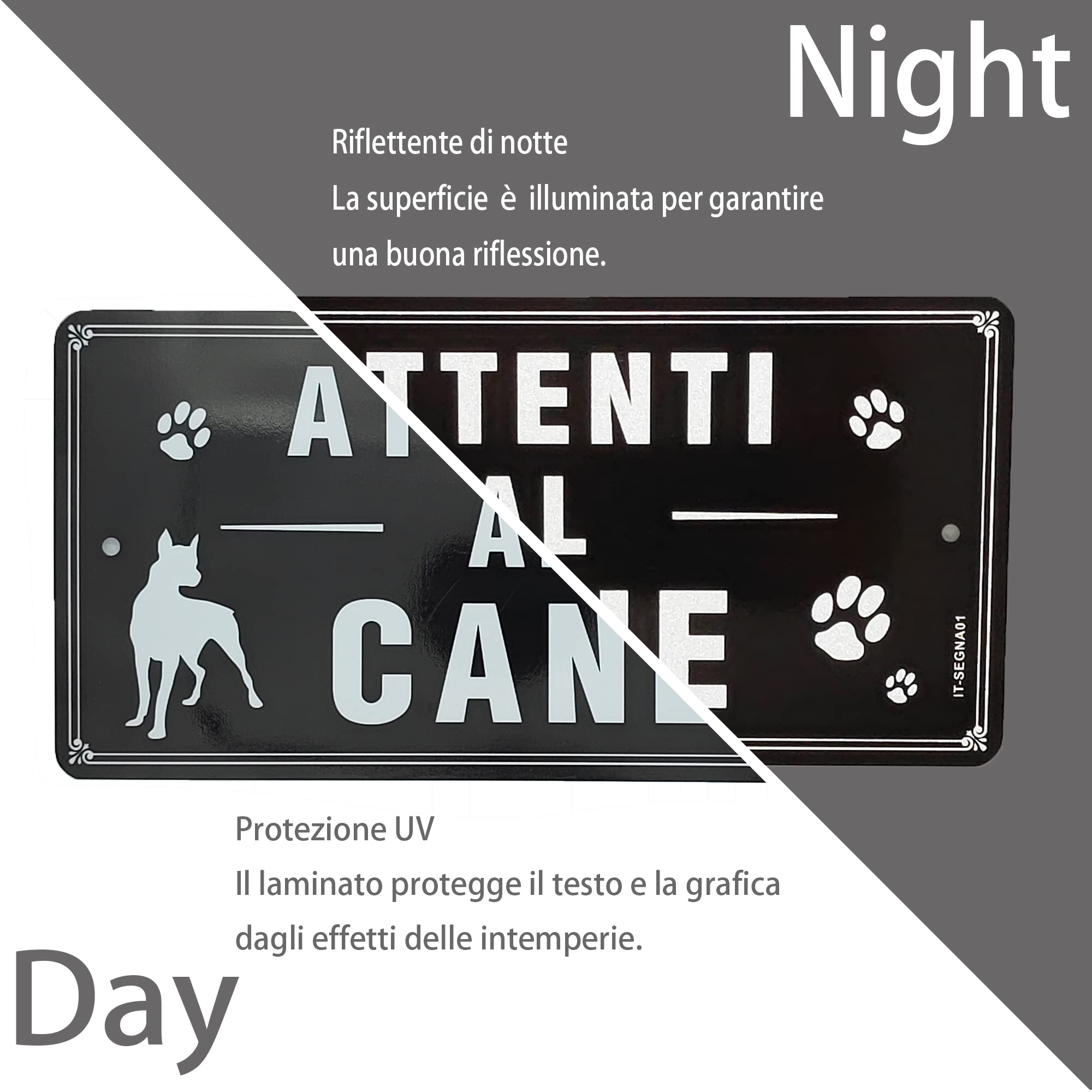 Cartello 'Warning Protected By Rottweiler' 30x20 Cm, Alluminio Riflettente, Resistente UV, Con 4 Fori, Per Esterno E Interno - 3