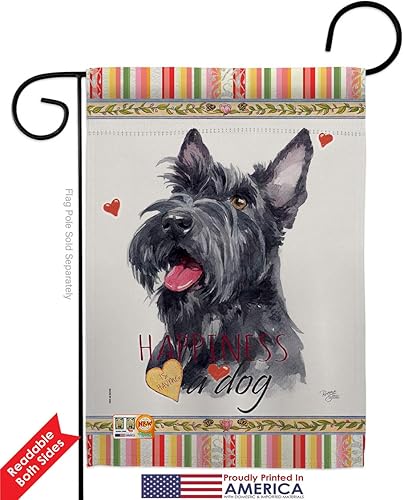 Miniatura 2 de Breeze Decor Bandera de jardín con diseño de perro Scottish Terrier Felicidad, Animales, Cachorro de Pata Estropeada, Piel Canina, Mascota,