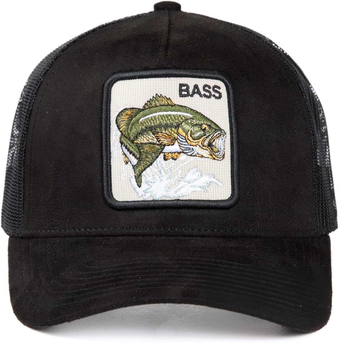 Ashen Fane Faux Suede 5 Panel Polyester Blend Classic Adjustable Trucker Hat - Animal Patch Mesh Back or Plain Cap - Image 2