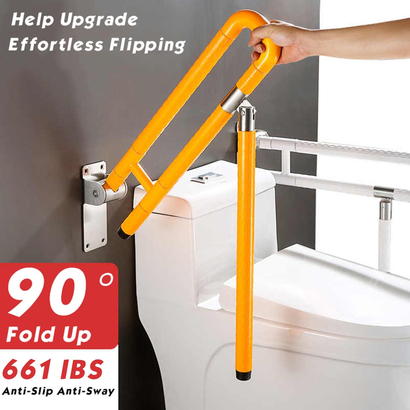 Barra De Apoyo For Inodoro Plegable Con Pata, Barra De Apoyo For Baño Abatible For Montaje En Pared, Barras De Apoyo Plegables Abatibles, Utilizadas En Escuelas, Hoteles(White,75cm)