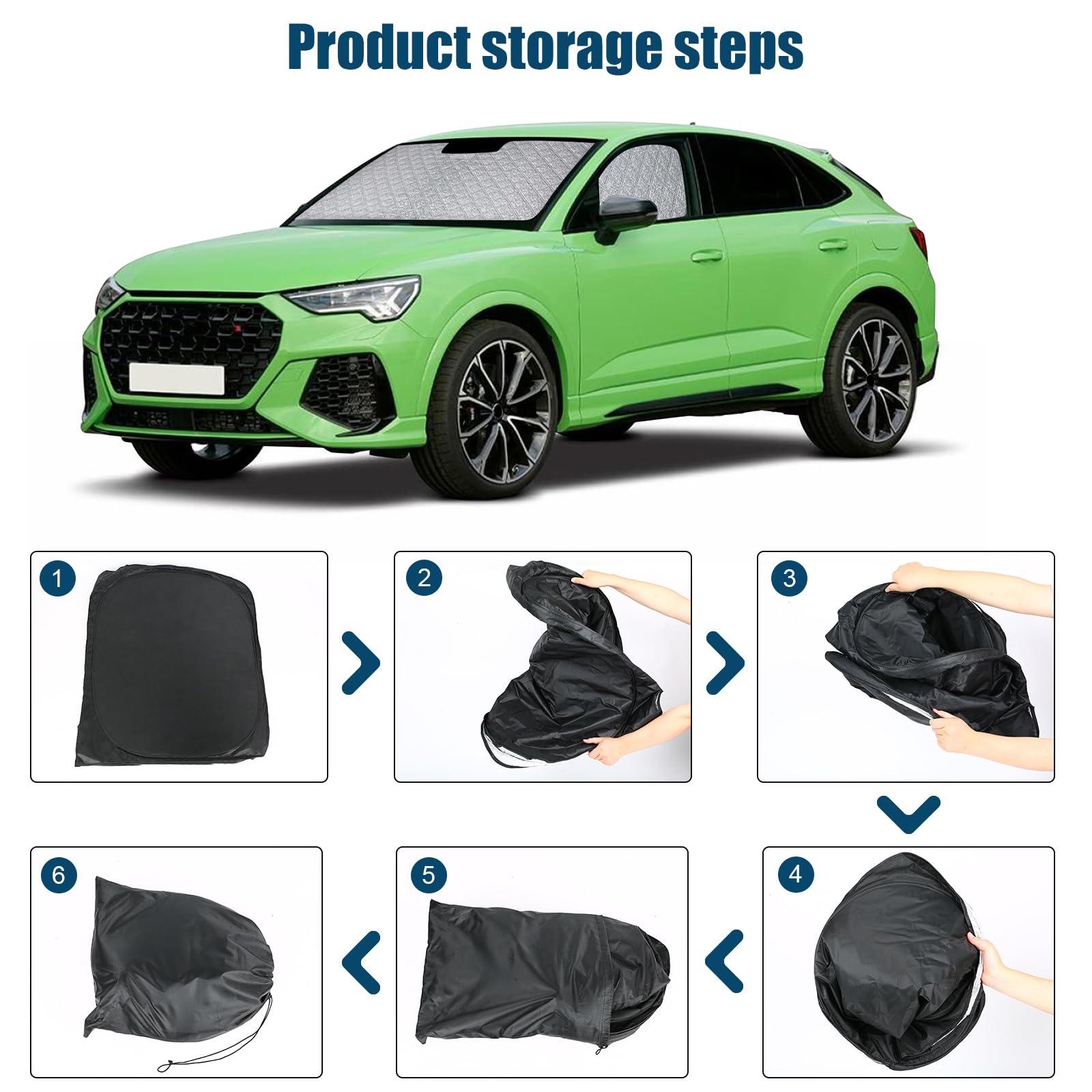 Parabrezza Parasole Compatibile con Audi Q3 F3 2019-2025, Copertura Interna Auto, Visiere Protezione UV Impermeabile e Pieghevole - 3 Pezzi