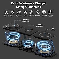 Vista 3 de Wireless Charging Station for Apple Multiple Devices - 3 in 1 Foldable Magnetic Wireless Charger - Travel Charging Pad for iPhone 16 15 14 13 12 Pro