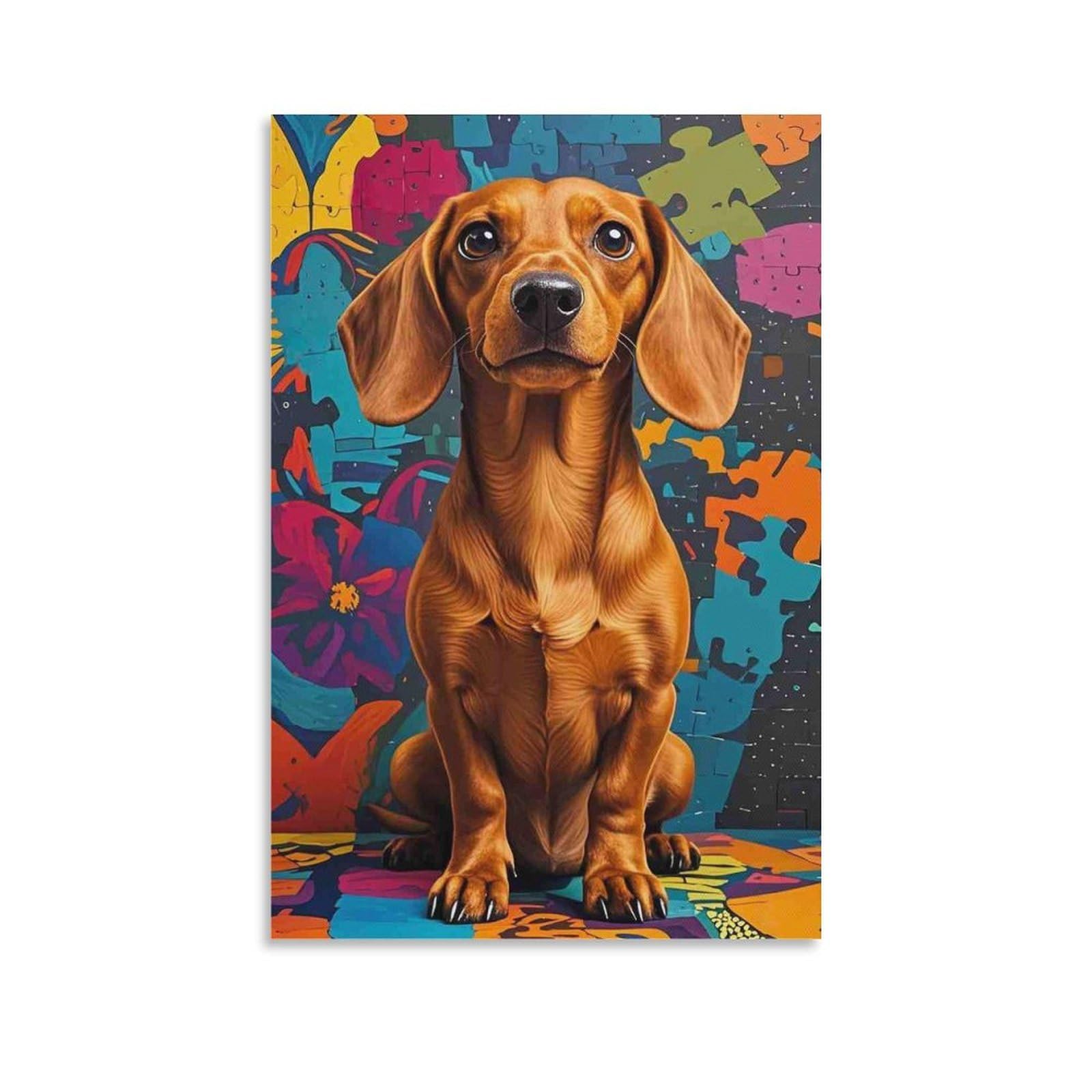 DHBANEIOK Dachshund Dog Art Poster Artwork Canvas Prints Picture Modern Canvas Wall Art Picture Wall Hanging for Office Gym Living Room Decor 24x36inch(60x90cm)