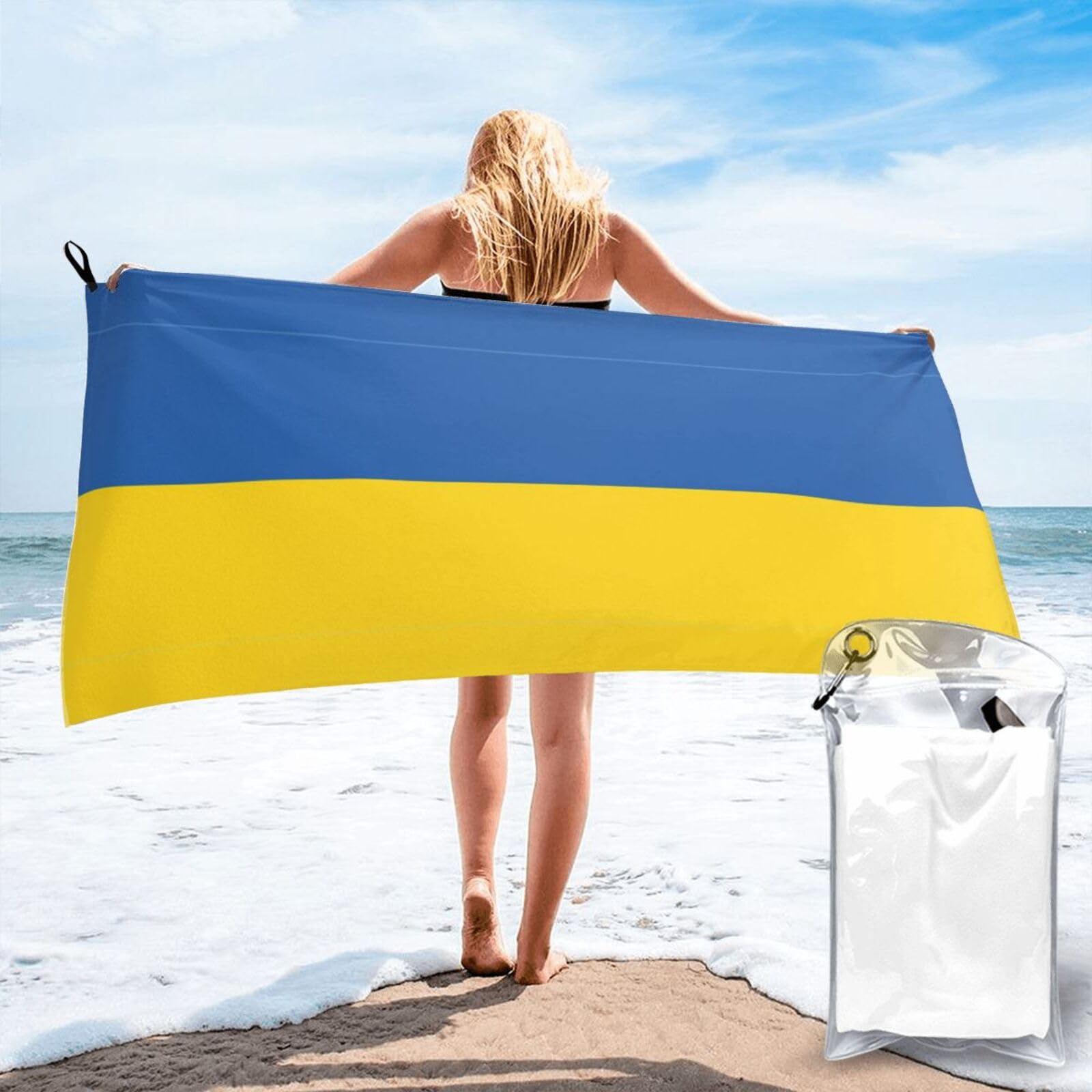 AYYQWE Flag Of Ukraine Print Lightweight Towel For Men Women Travel Beach Camping Hiking Yoga Swimming Sports